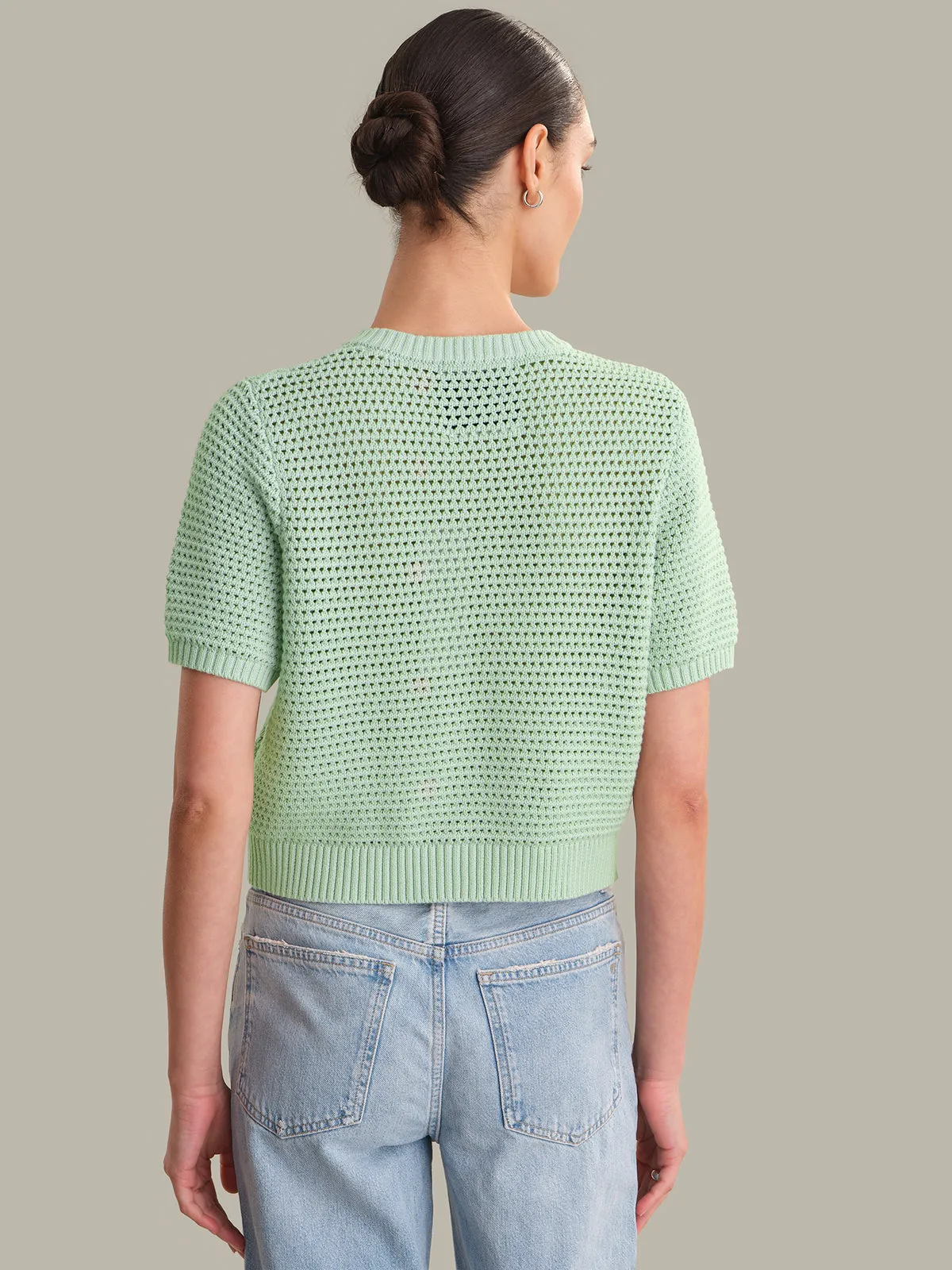 Celine: Cotton Cropped Pointelle Cardigan sold by 525 America product image thumbnail 3