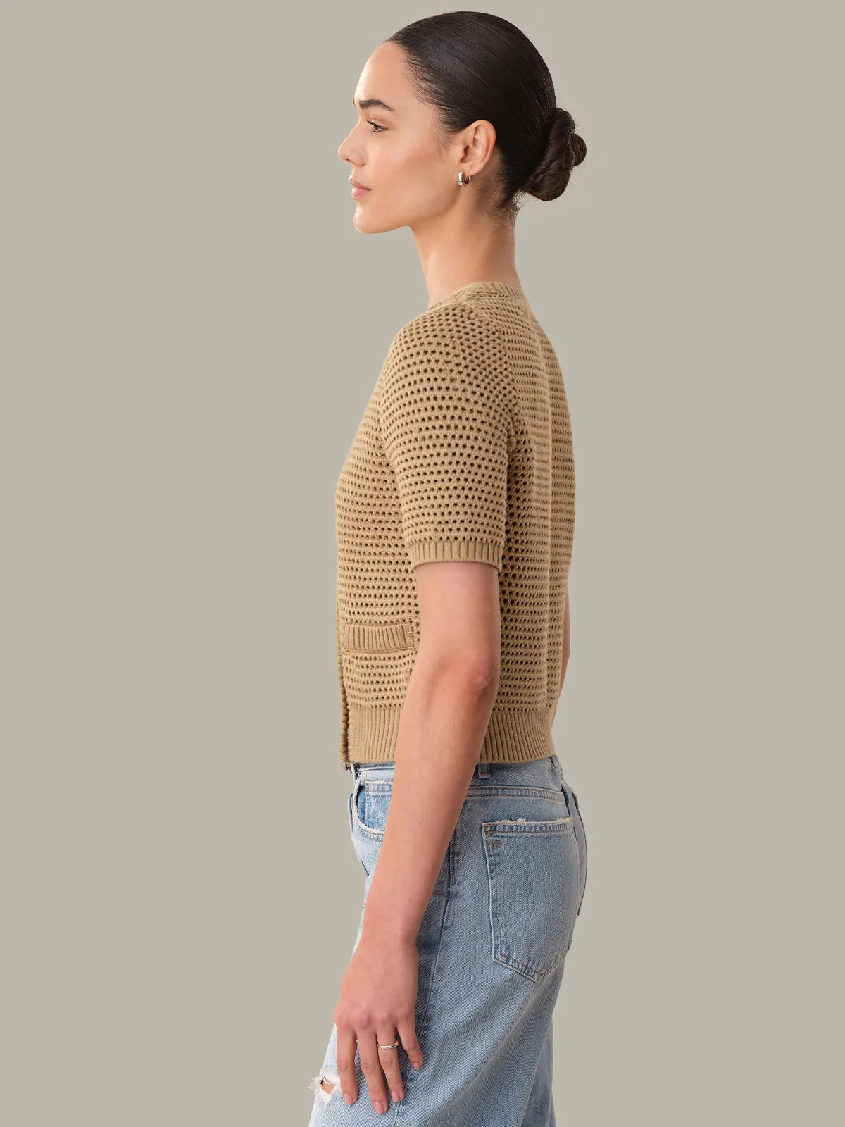 Celine: Cotton Cropped Pointelle Cardigan sold by 525 America product image thumbnail 2