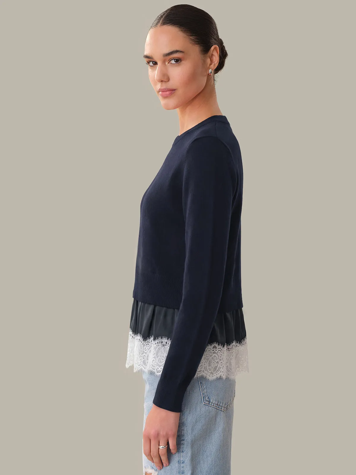 Cora: Lace Trim Knit Pullover sold by 525 America product image thumbnail 2