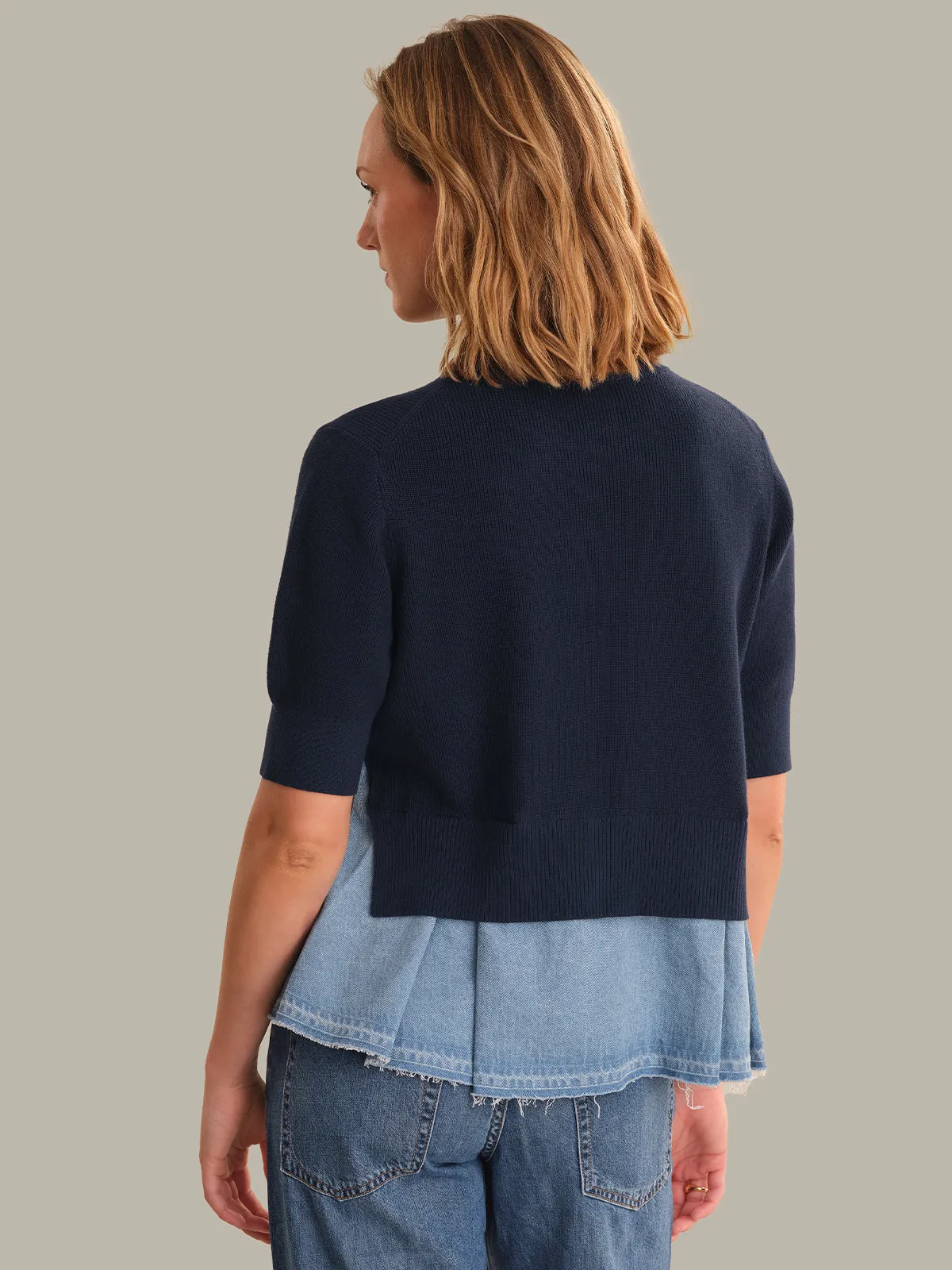 Romy: Denim x Knit Sweater sold by 525 America product image thumbnail 3