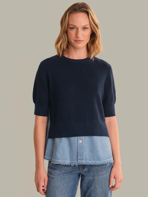 Romy: Denim x Knit Sweater made by 525 America