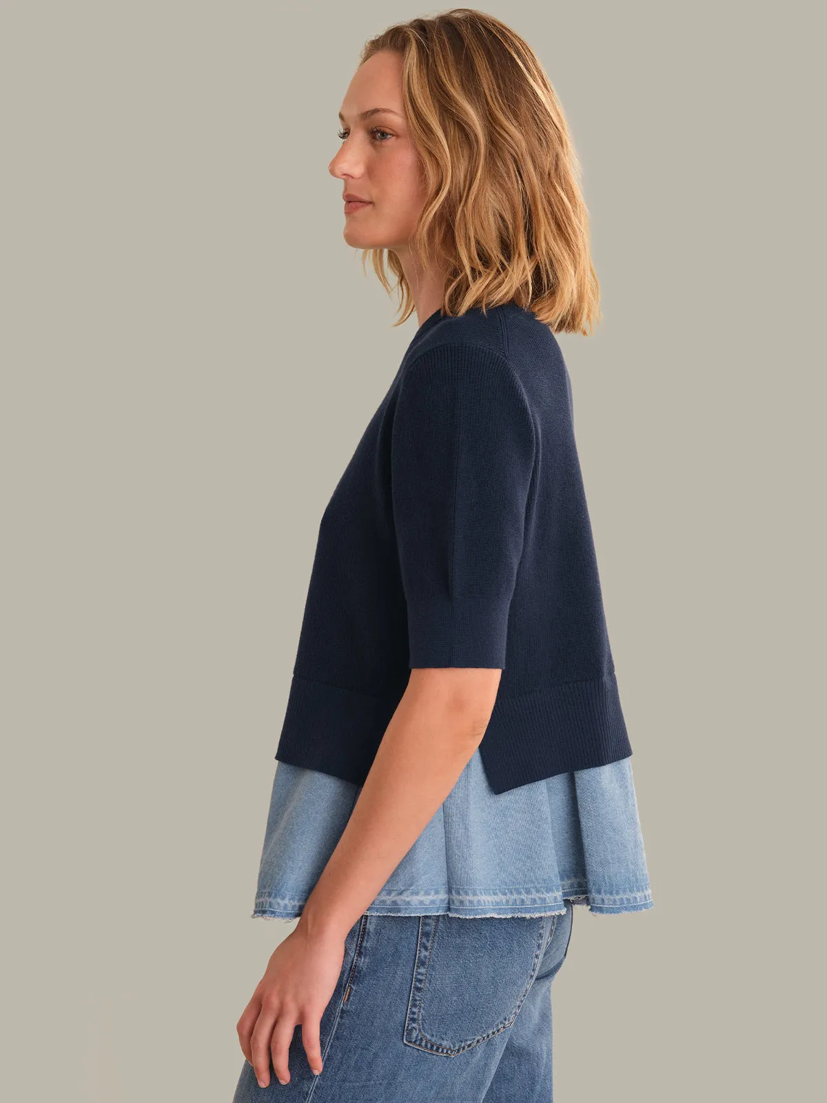 Romy: Denim x Knit Sweater sold by 525 America product image thumbnail 2
