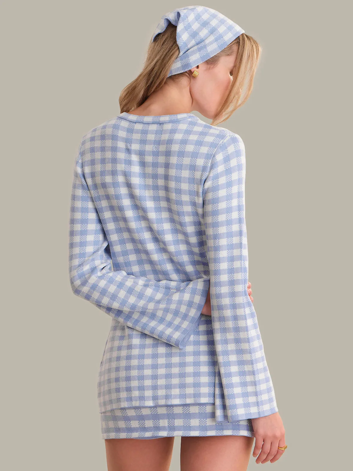 Rue: Gingham Longline Cardigan sold by 525 America product image thumbnail 3