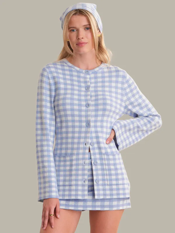 Rue: Gingham Longline Cardigan made by 525 America