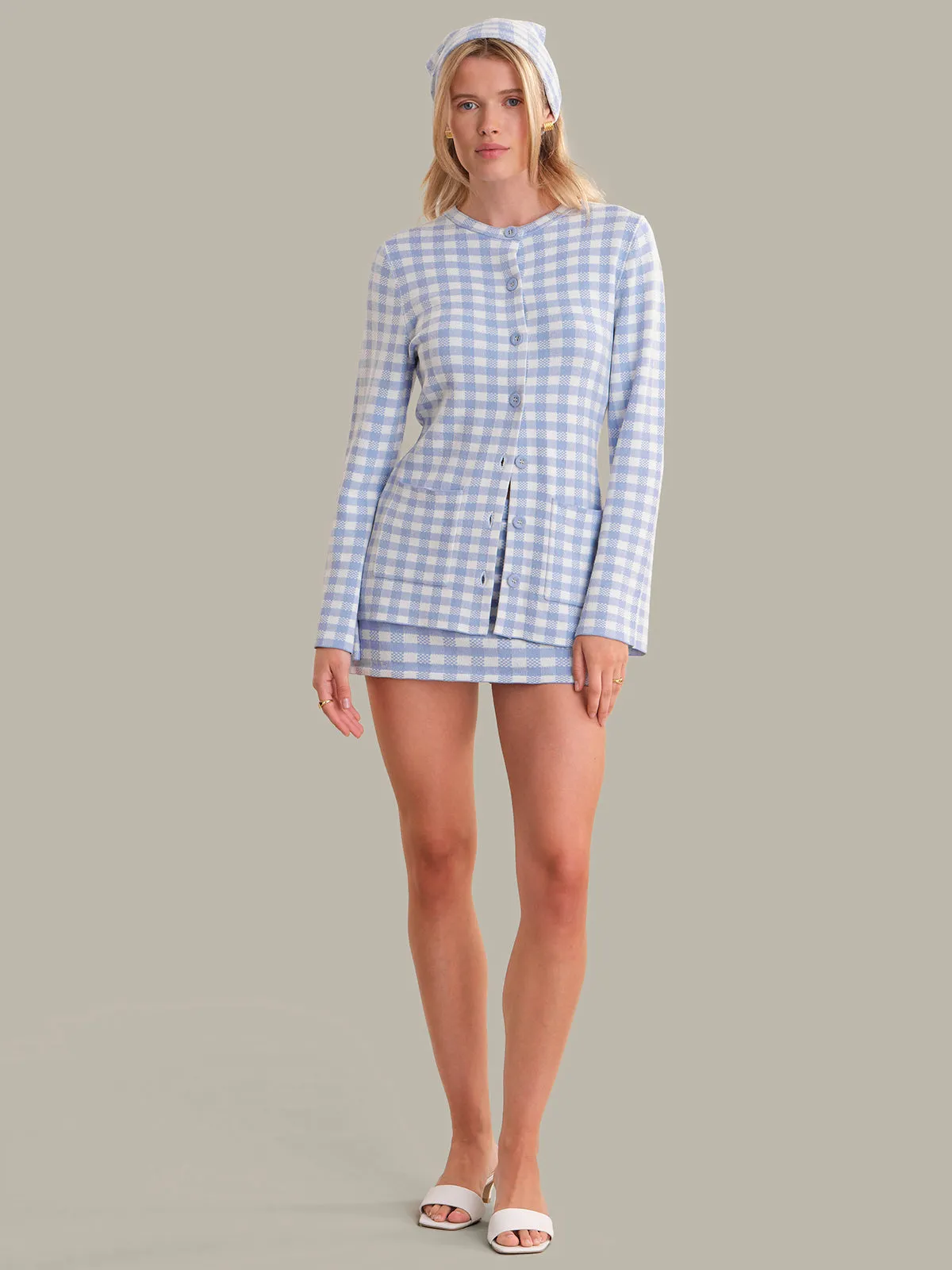 Rue: Gingham Longline Cardigan sold by 525 America product image thumbnail 4