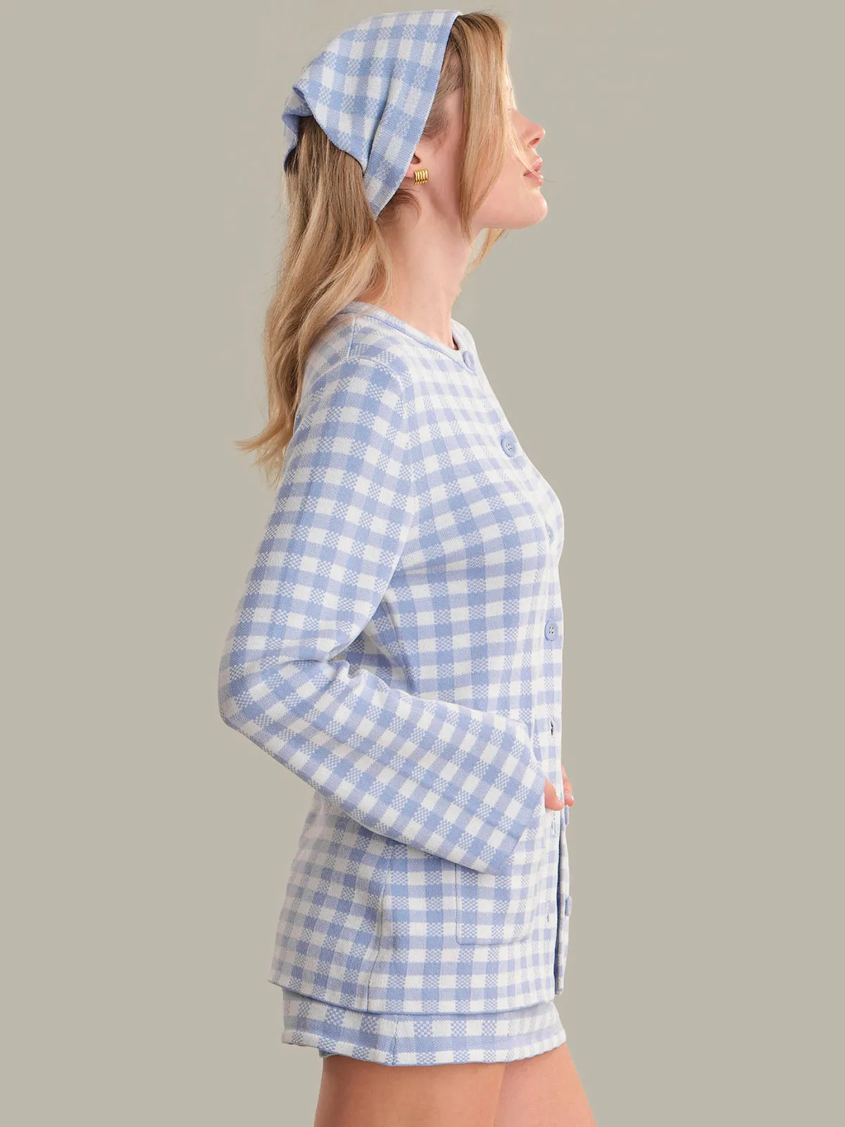 Rue: Gingham Longline Cardigan sold by 525 America product image thumbnail 2
