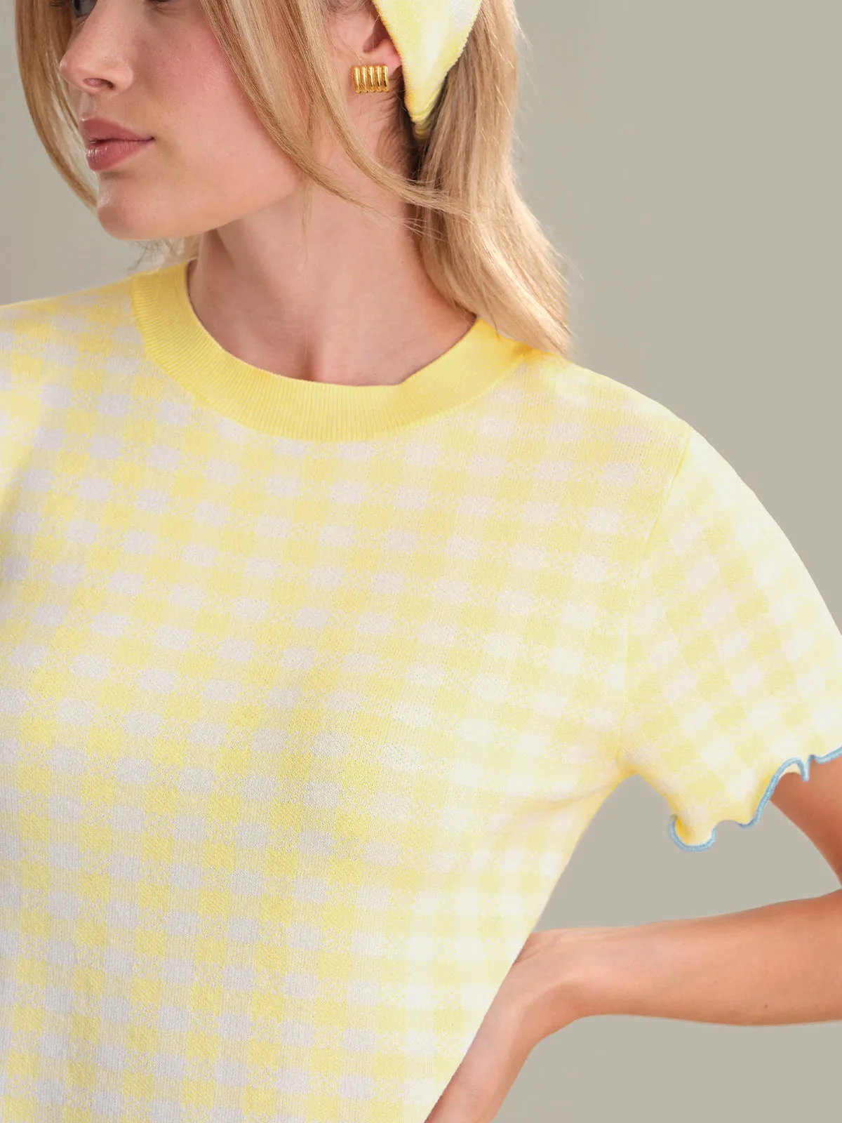Fleur: Gingham Lettuce Edge Tee sold by 525 America product image thumbnail 5