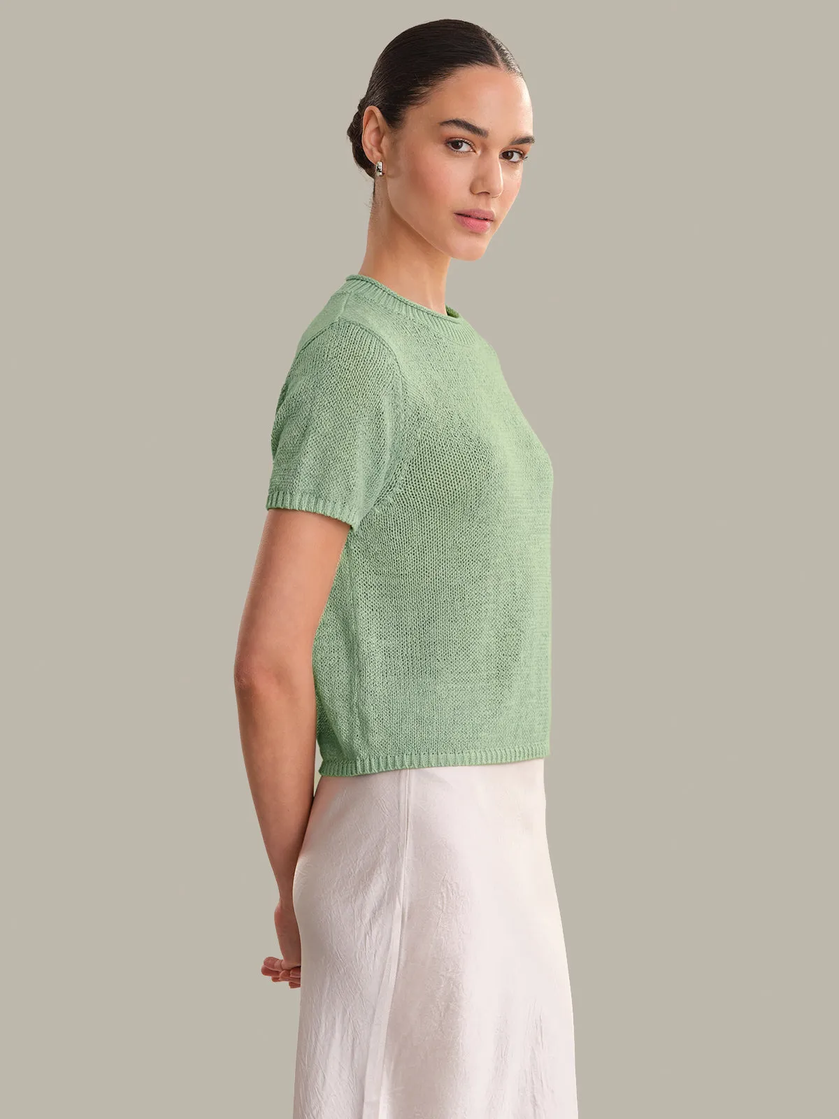 Terri: Roll Edge Short Sleeve Sweater sold by 525 America product image thumbnail 2