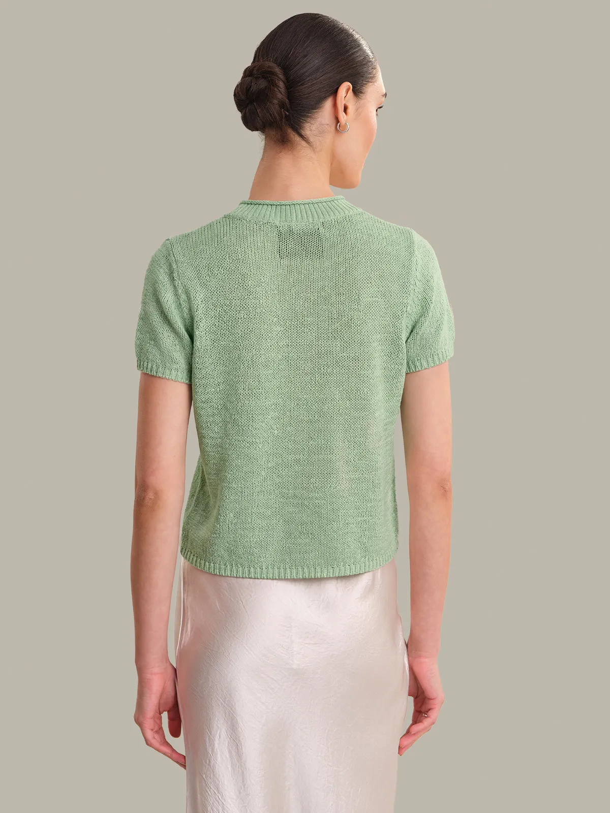 Terri: Roll Edge Short Sleeve Sweater sold by 525 America product image thumbnail 3