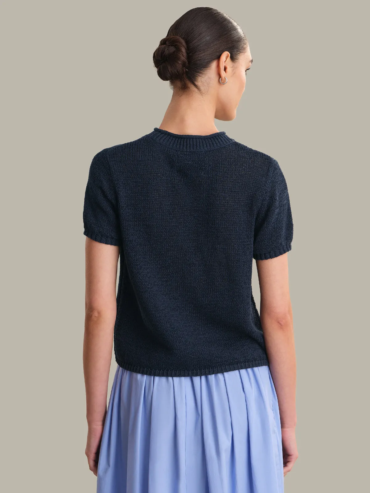 Terri: Roll Edge Short Sleeve Sweater sold by 525 America product image thumbnail 3