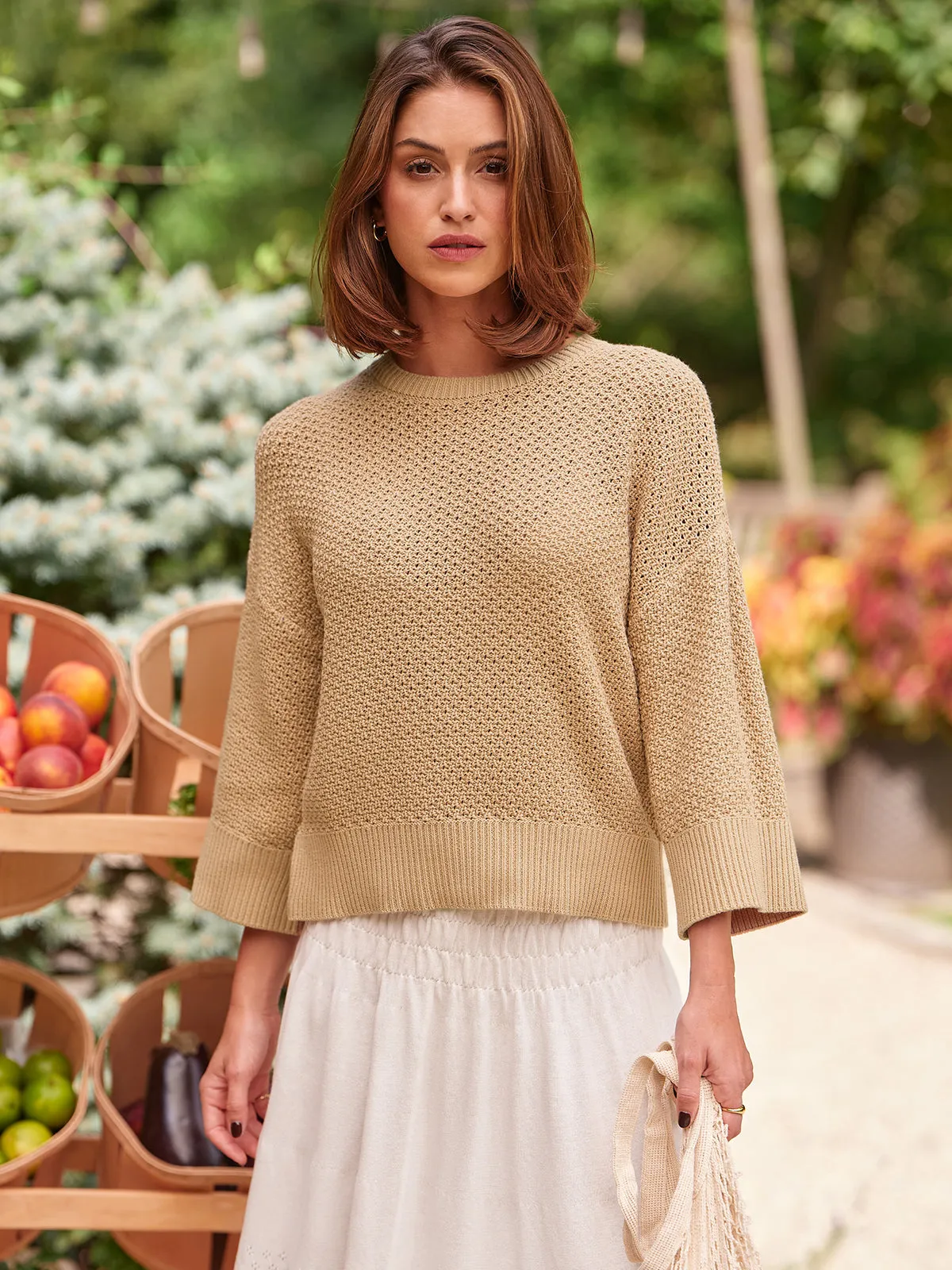 Suki: Pointelle Cotton Oversized Sweater sold by 525 America