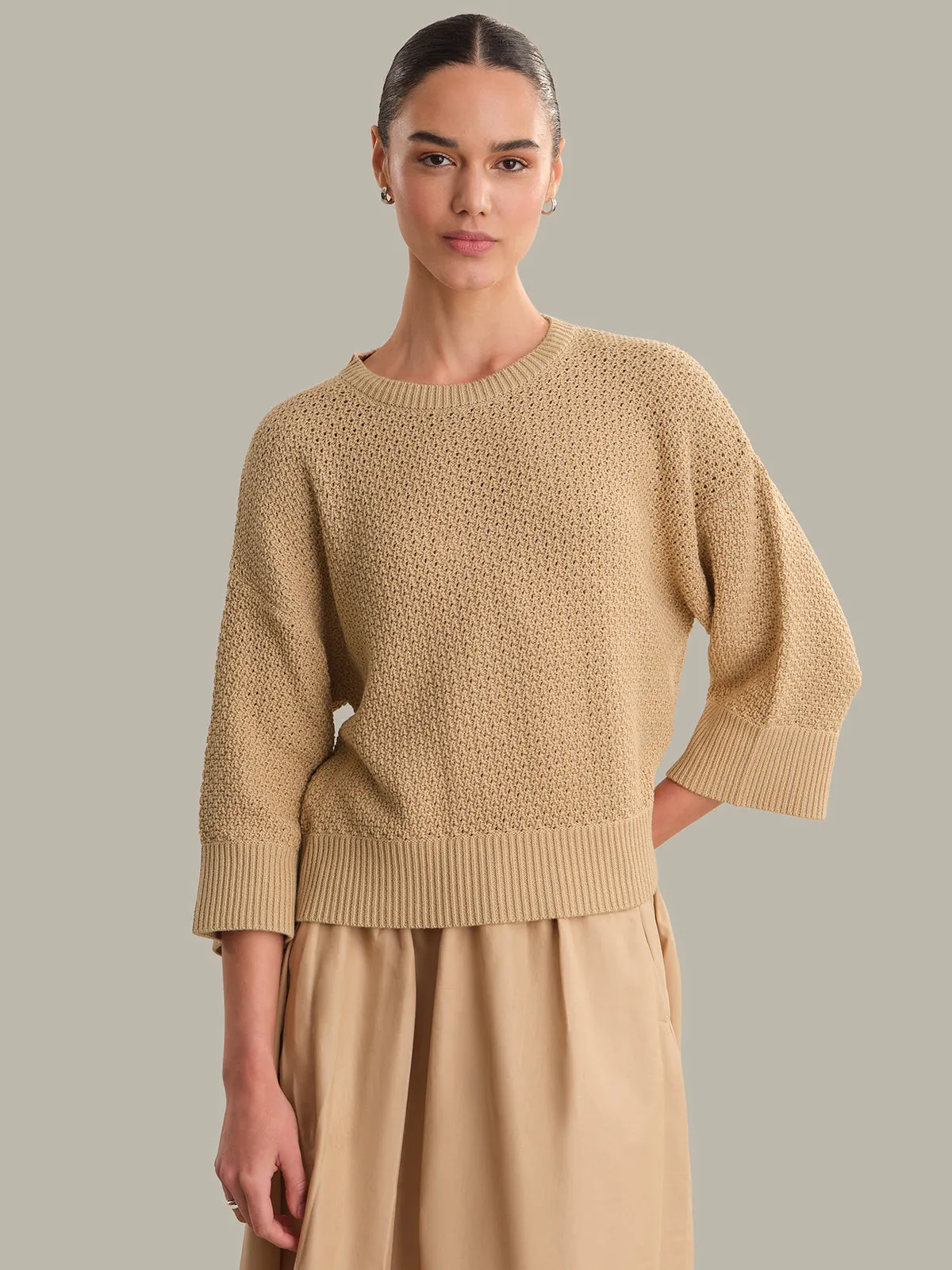 Suki: Pointelle Cotton Oversized Sweater sold by 525 America product image thumbnail 4