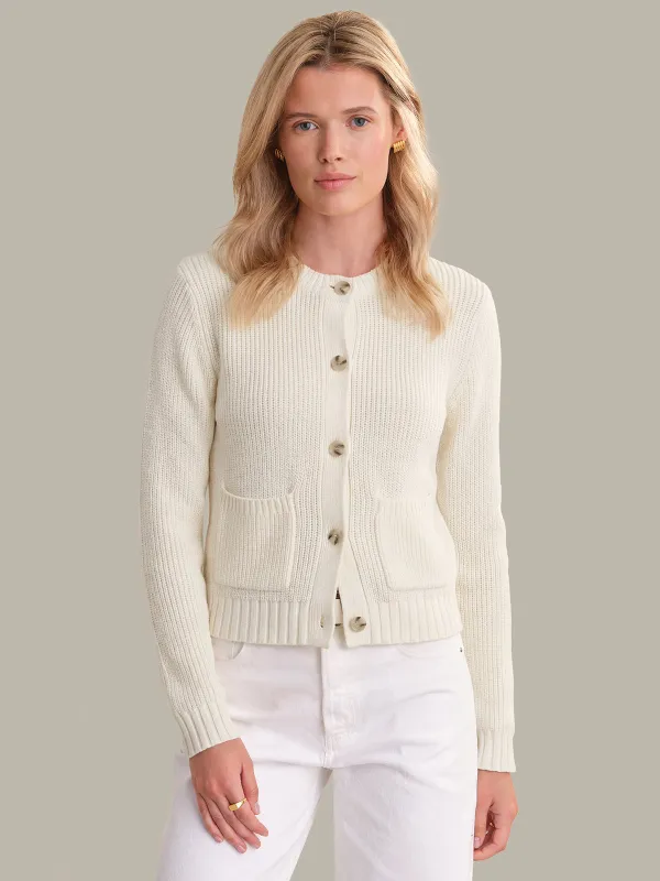 Palmer: Crewneck Cotton Cardigan made by 525 America