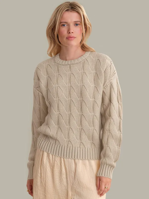 Elodie: Cashmere Blend Cable Knit Sweater made by 525 America