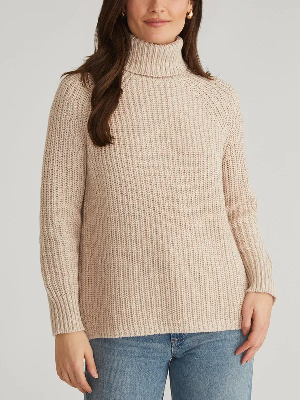 Stella: Cotton Shaker Stitch Turtleneck Sweater made by 525 America