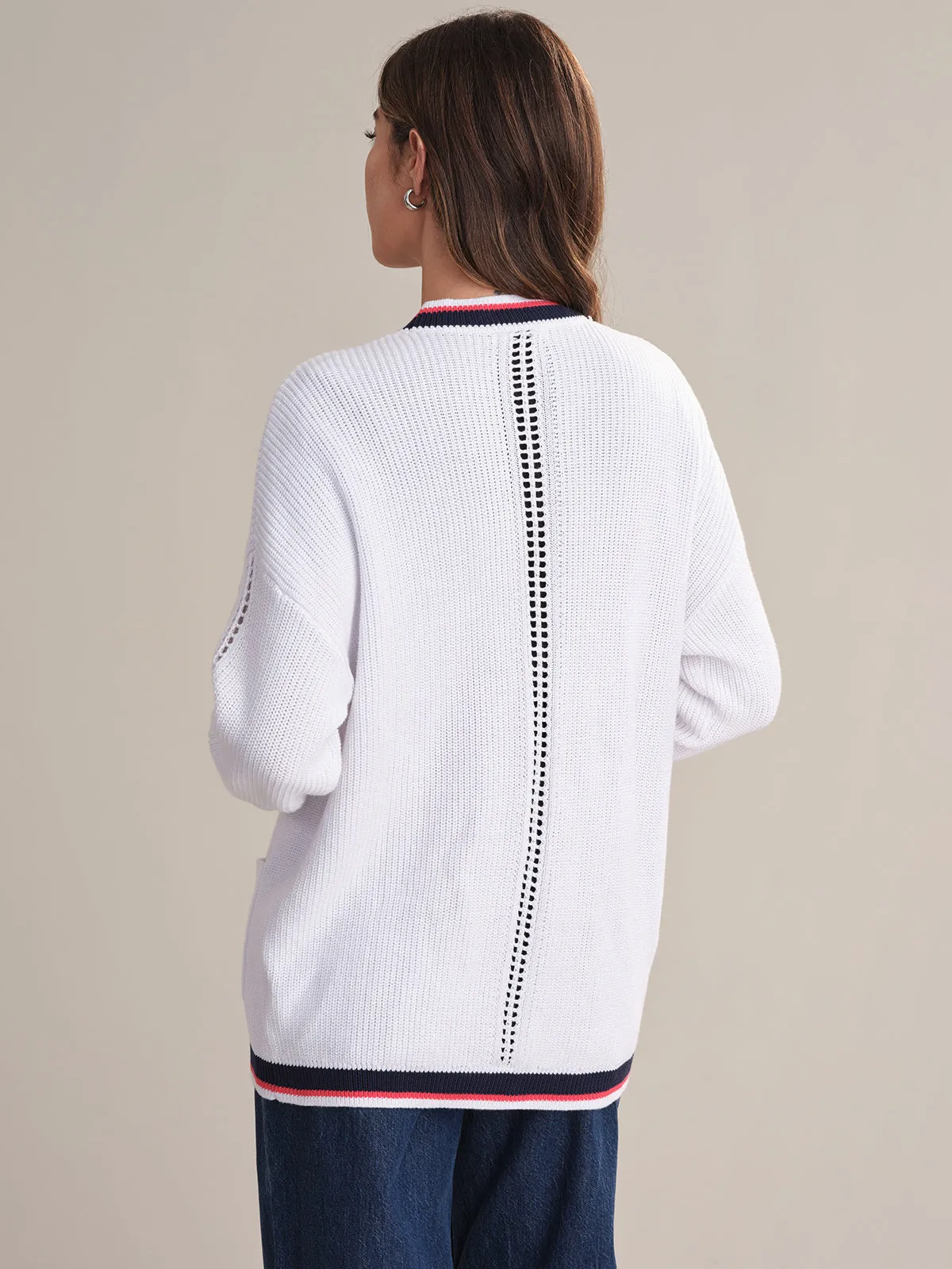 Janet: Cotton Varsity Stripe Cardigan sold by 525 America product image thumbnail 3
