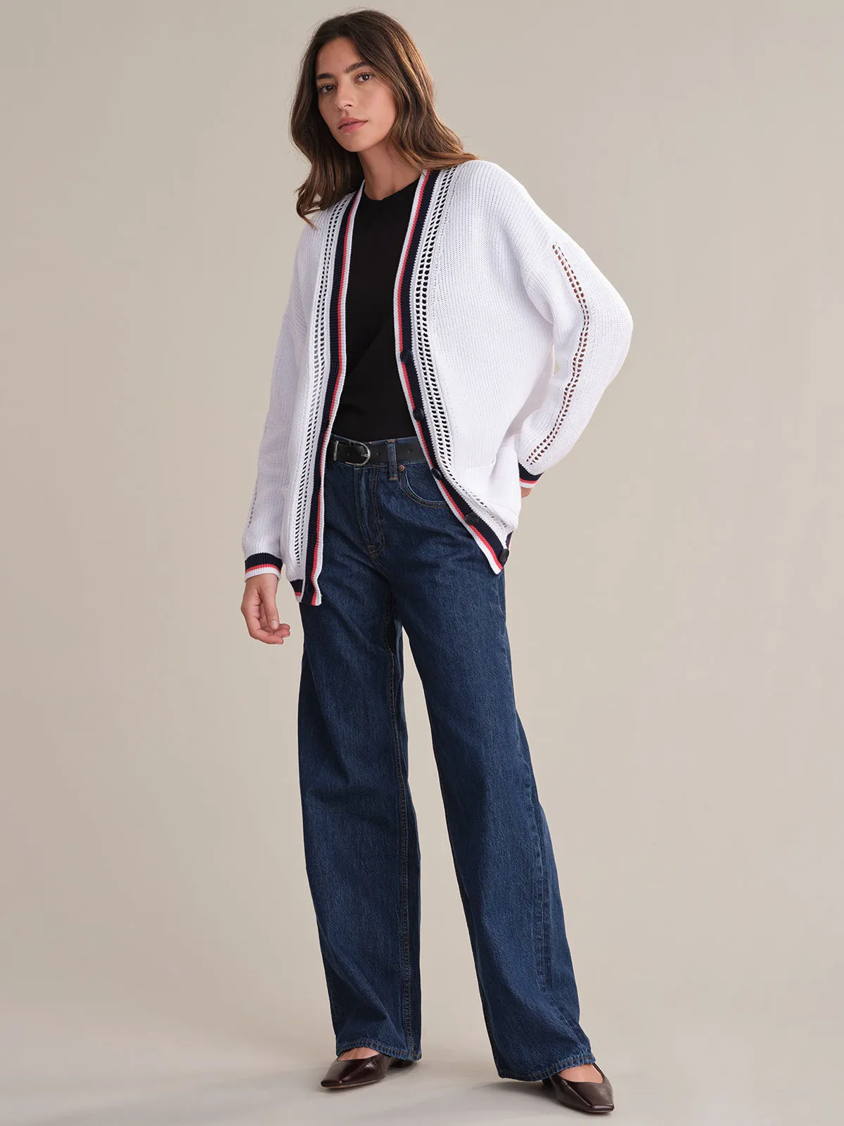 Janet: Cotton Varsity Stripe Cardigan sold by 525 America product image thumbnail 4