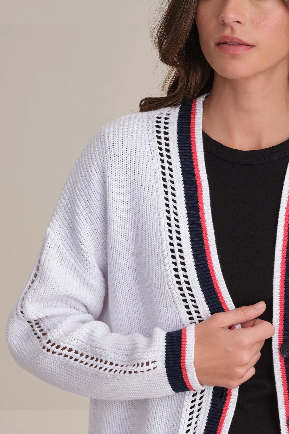Janet: Cotton Varsity Stripe Cardigan sold by 525 America product image thumbnail 5