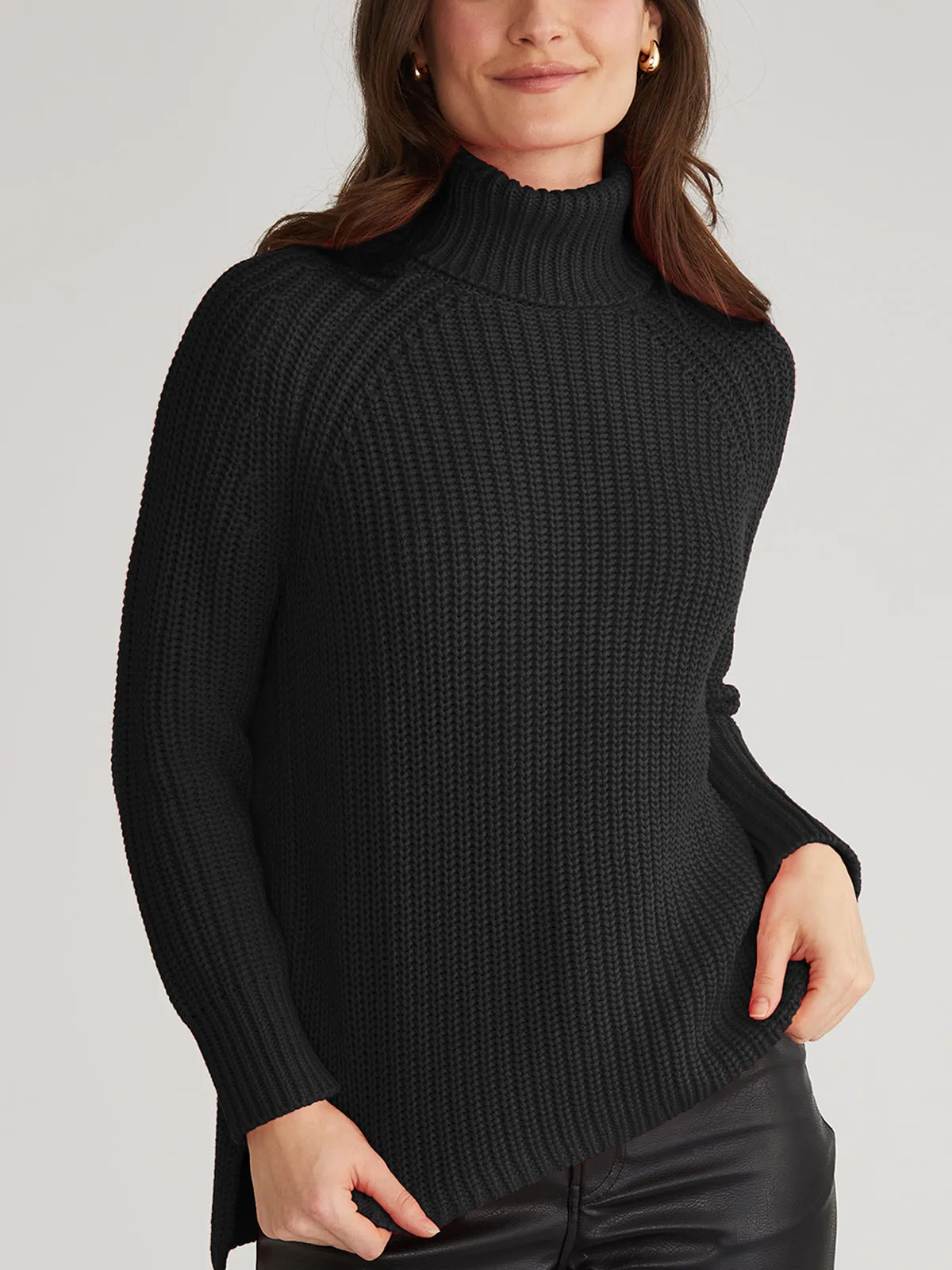 Stella: Cotton Shaker Stitch Turtleneck Sweater sold by 525 America