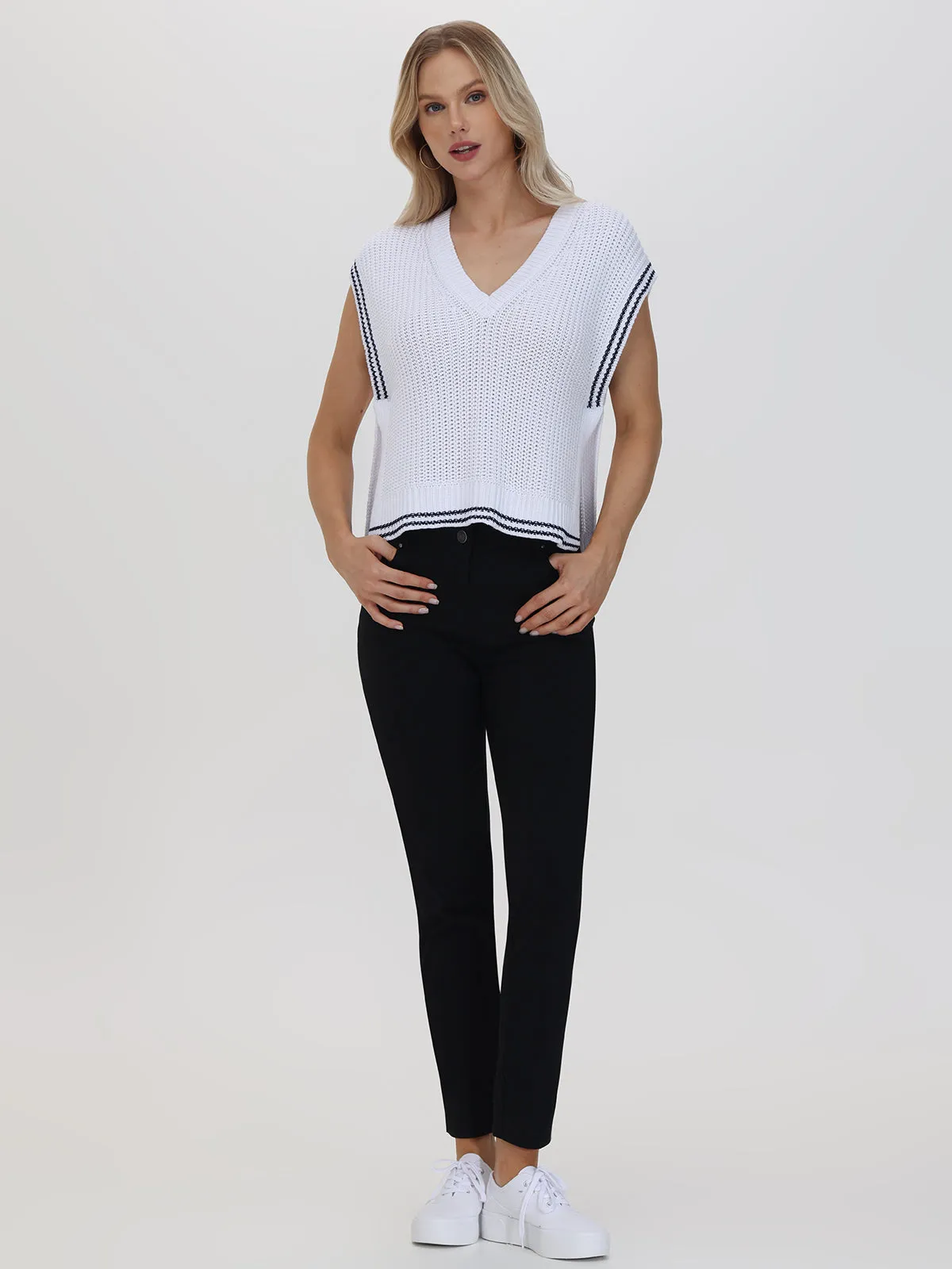 Lizzie: Cotton Cable Varsity Vest sold by 525 America product image thumbnail 4