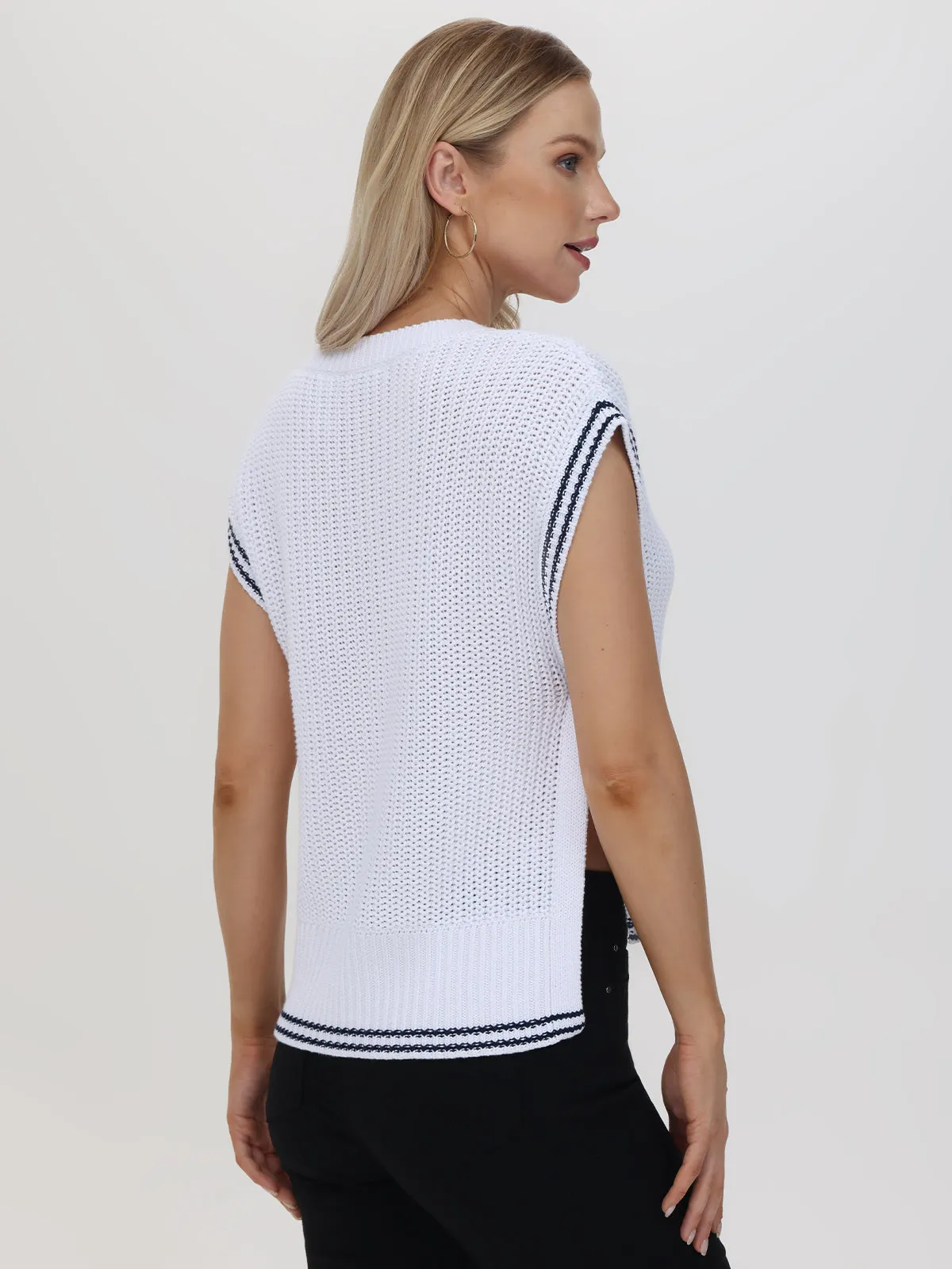 Lizzie: Cotton Cable Varsity Vest sold by 525 America product image thumbnail 3