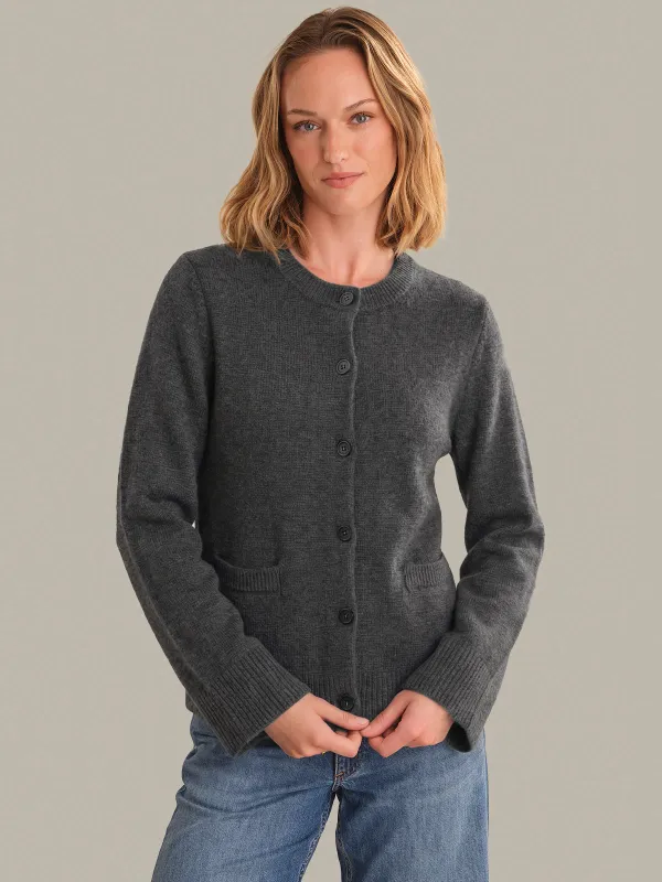 Classic Wool Crewneck Cardigan made by 525 America