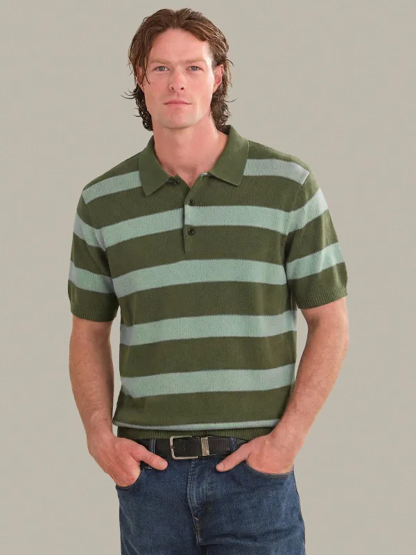 Nash: Men's Cotton Stripe Knit Polo made by 525 America