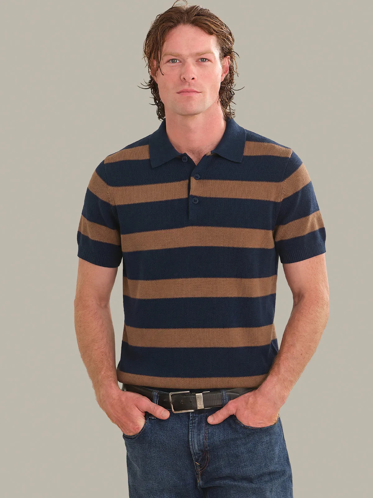 Nash: Men's Cotton Stripe Knit Polo sold by 525 America