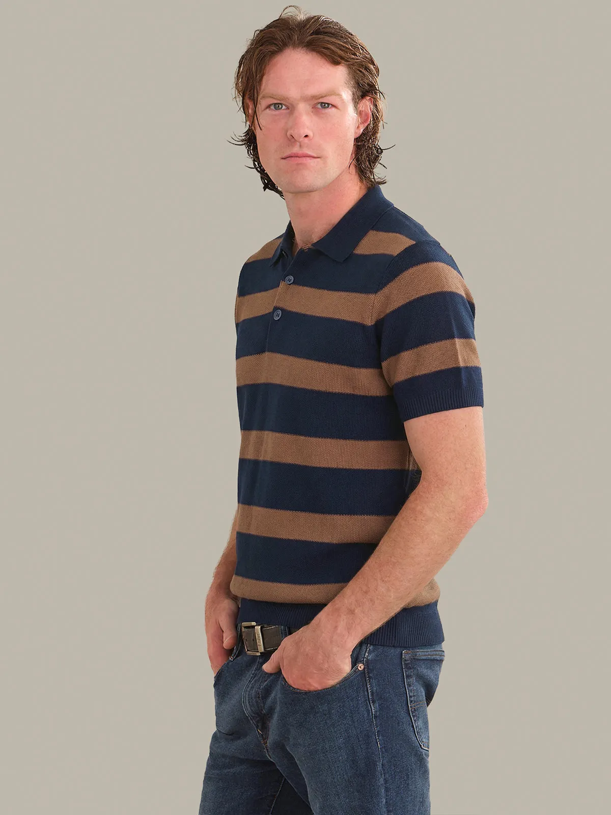 Nash: Men's Cotton Stripe Knit Polo sold by 525 America product image thumbnail 2