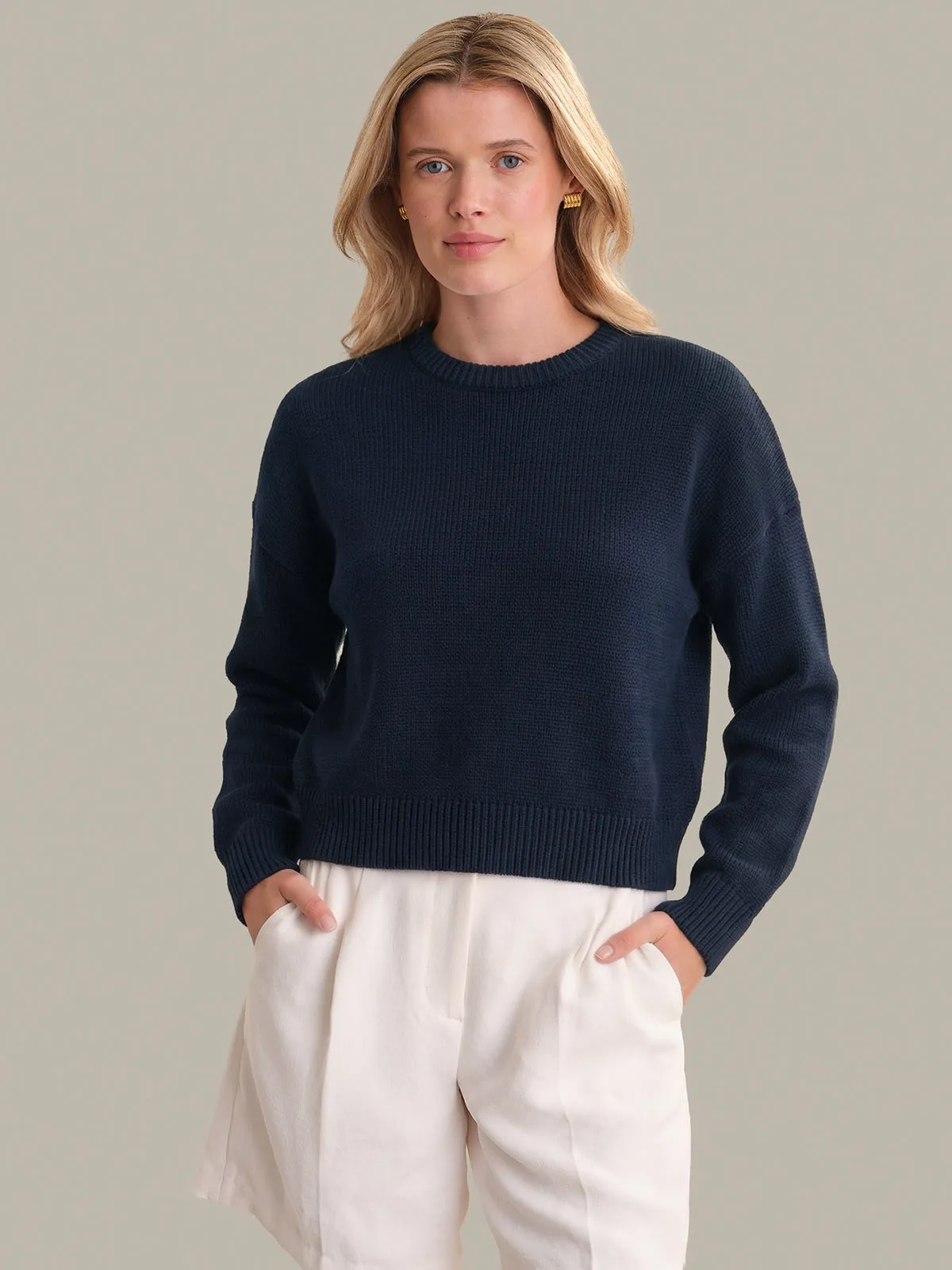 Veda: Classic Cotton Crewneck Sweater sold by 525 America