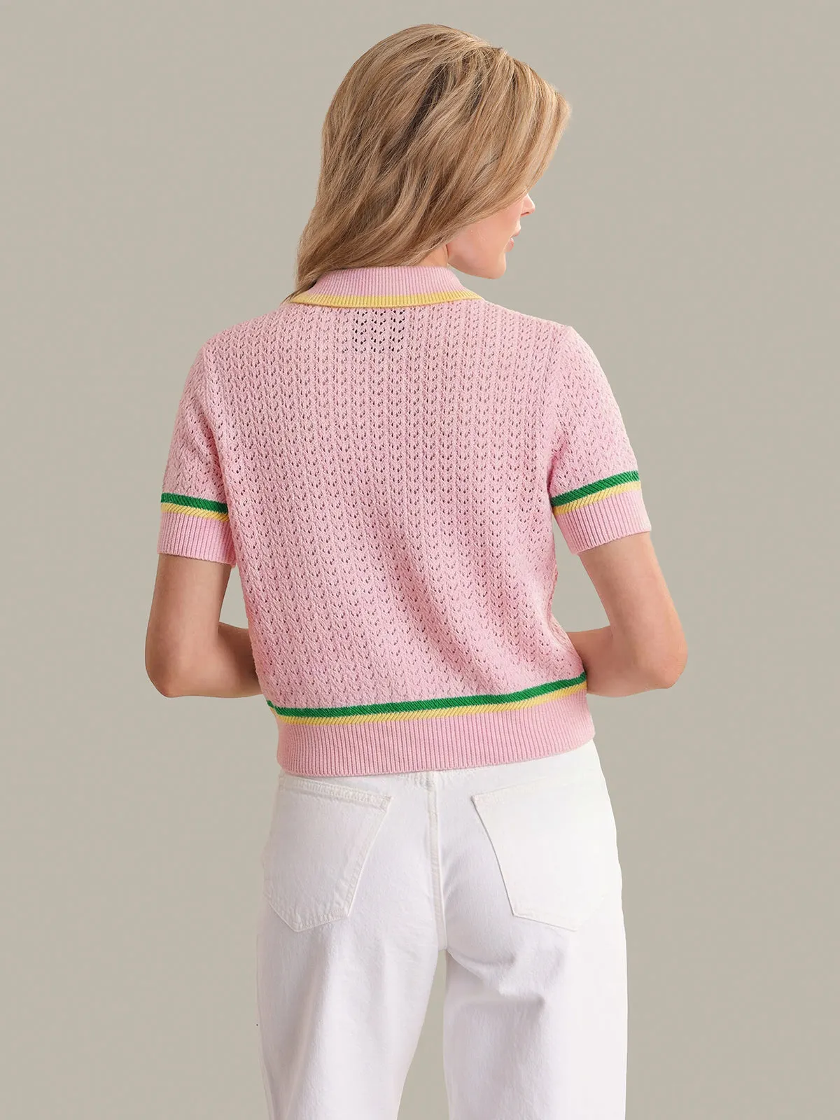 Dania: Pointelle Polo Pullover sold by 525 America product image thumbnail 3