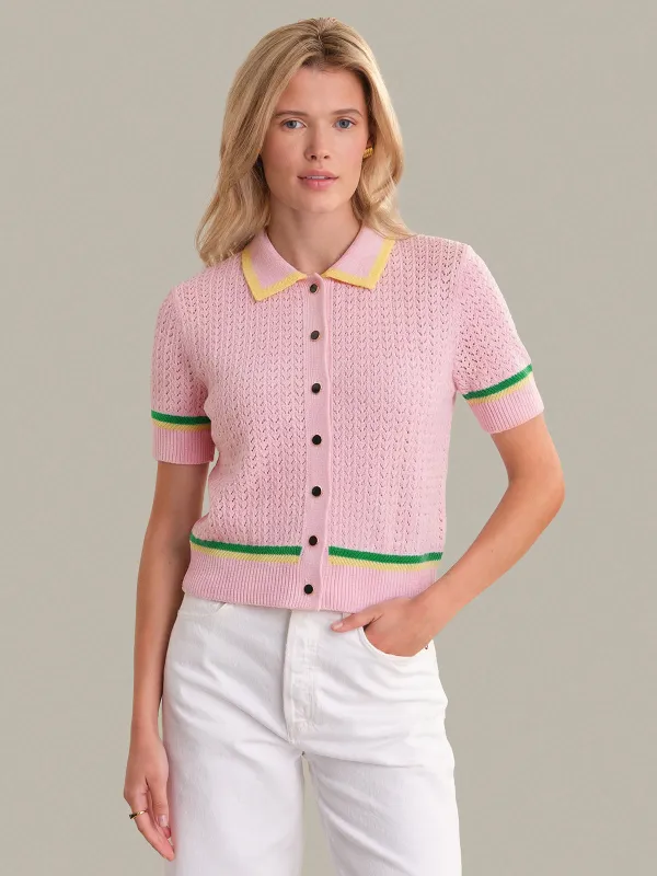 Dania: Pointelle Polo Pullover made by 525 America