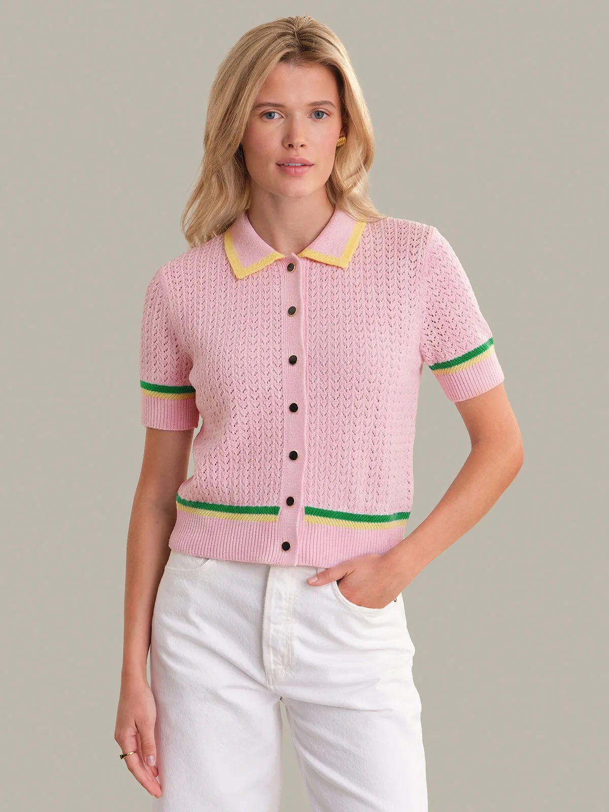 Dania: Pointelle Polo Pullover sold by 525 America