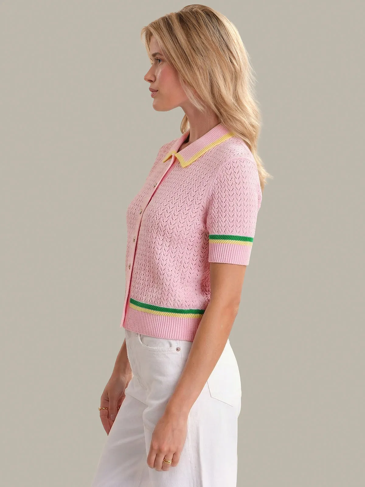 Dania: Pointelle Polo Pullover sold by 525 America product image thumbnail 2