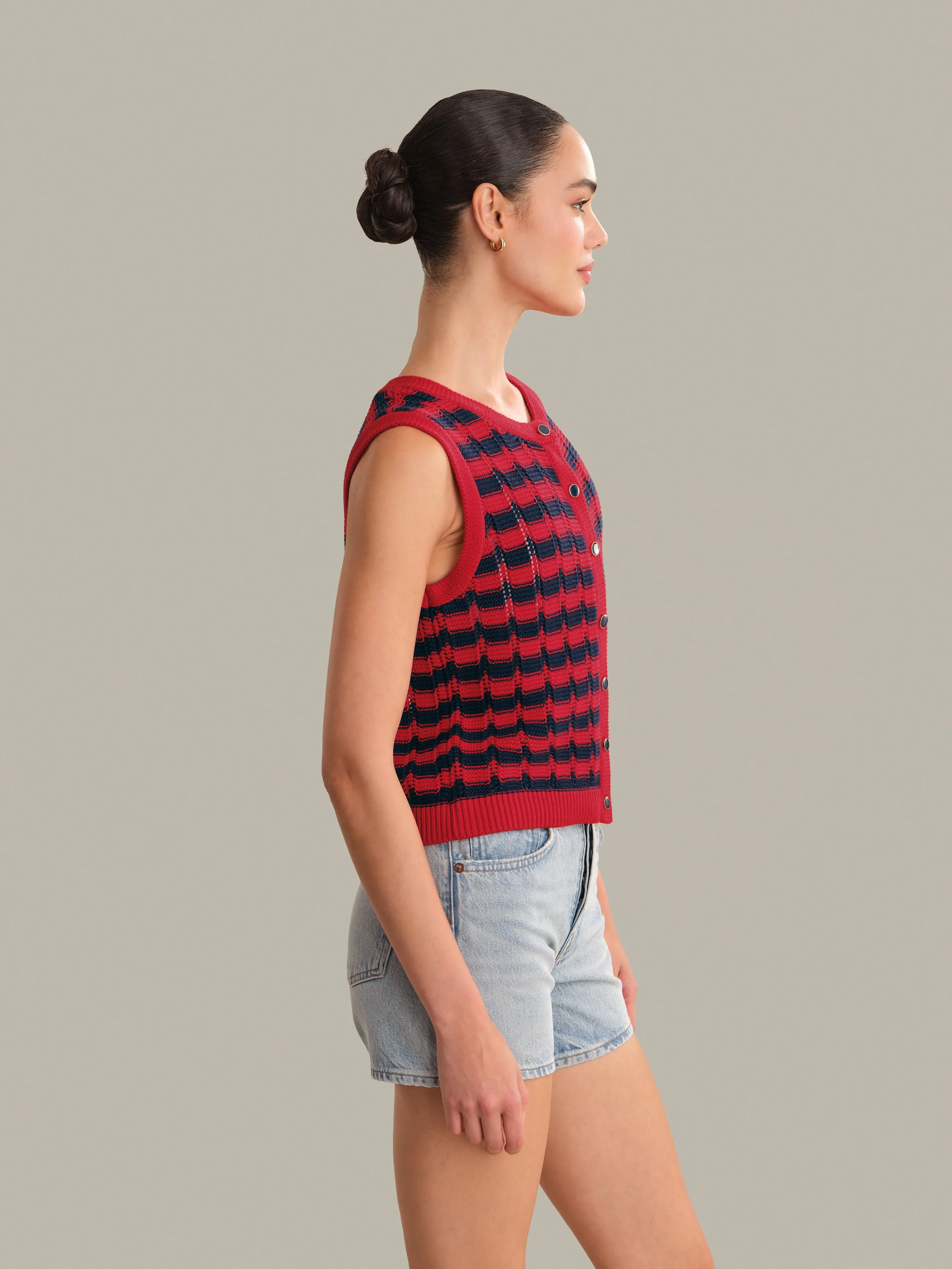 Isla Striped Button Front Vest sold by 525 America product image thumbnail 2