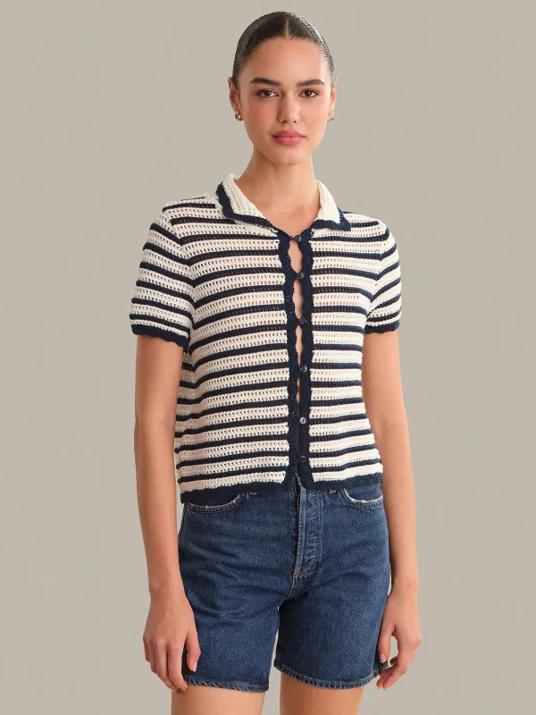 Leilani Collared Button Front Cardi made by 525 America