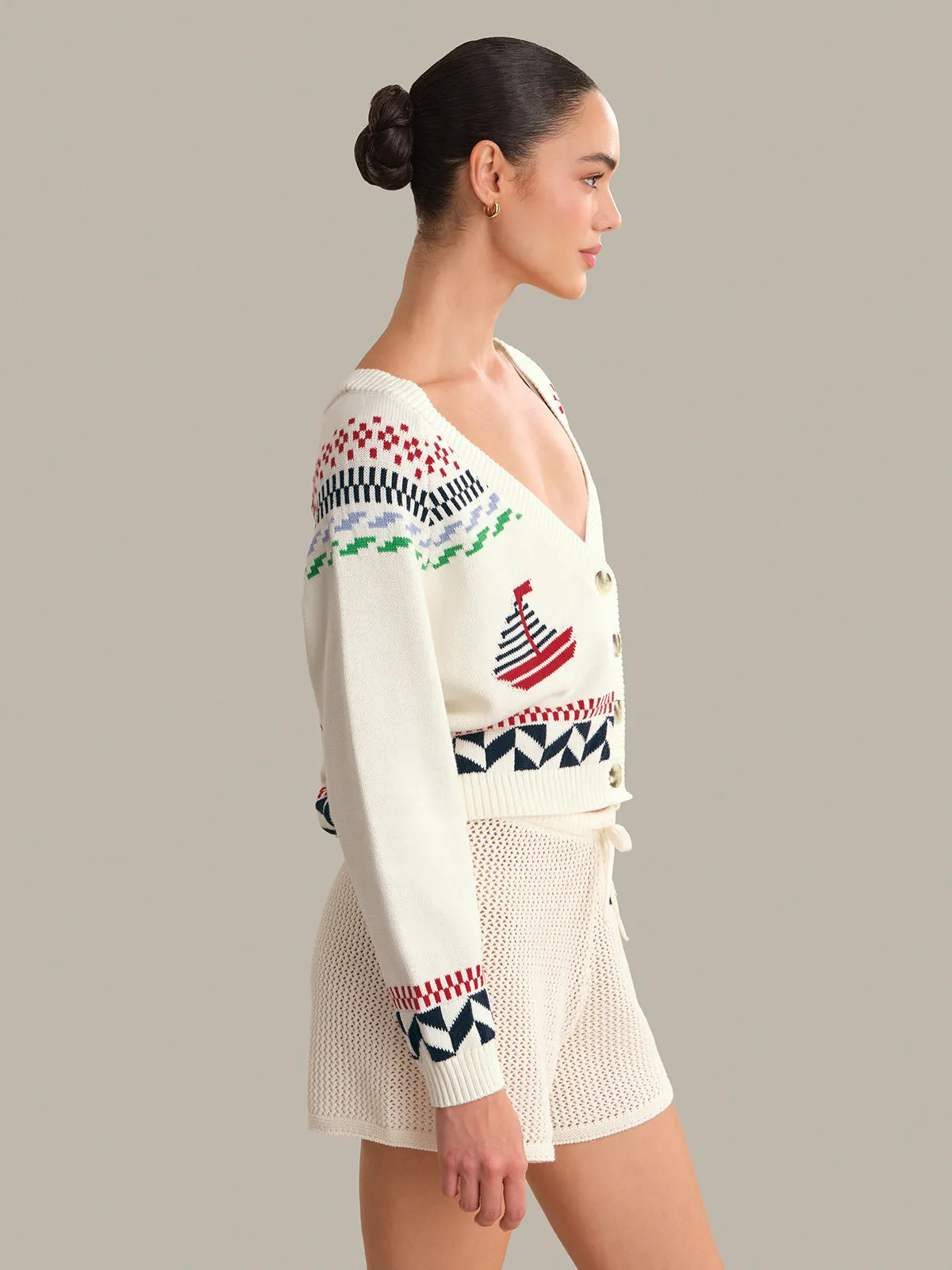 Marina Nautical Button Front Cardigan sold by 525 America product image thumbnail 2