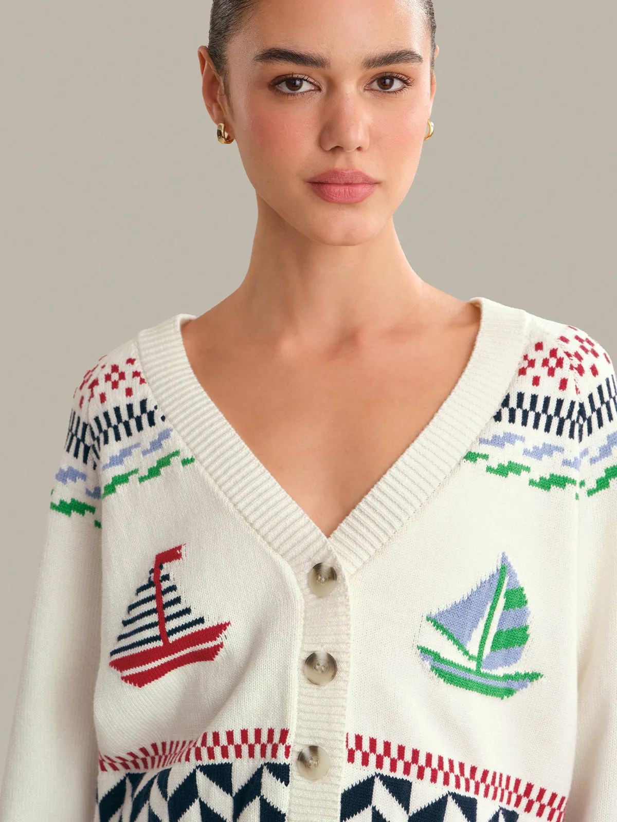 Marina Nautical Button Front Cardigan sold by 525 America product image thumbnail 5