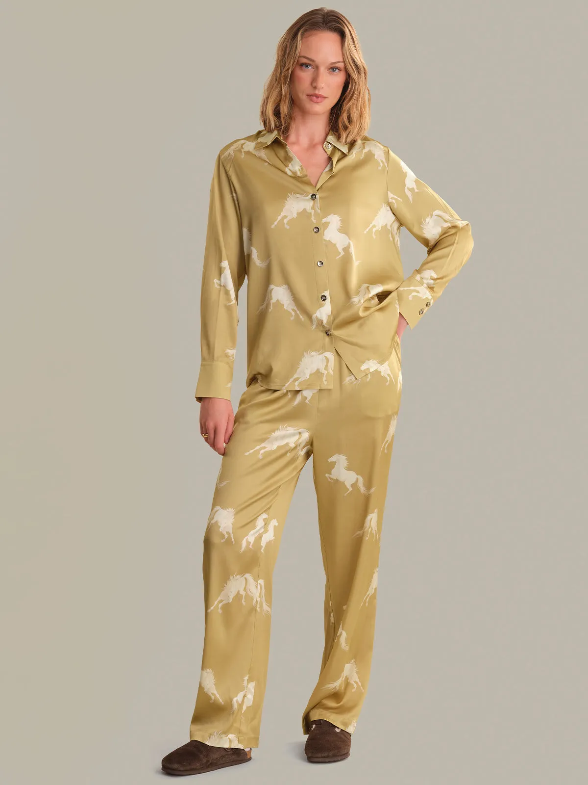 The Silk Blend Sleep Set in Fire Horse sold by 525 America