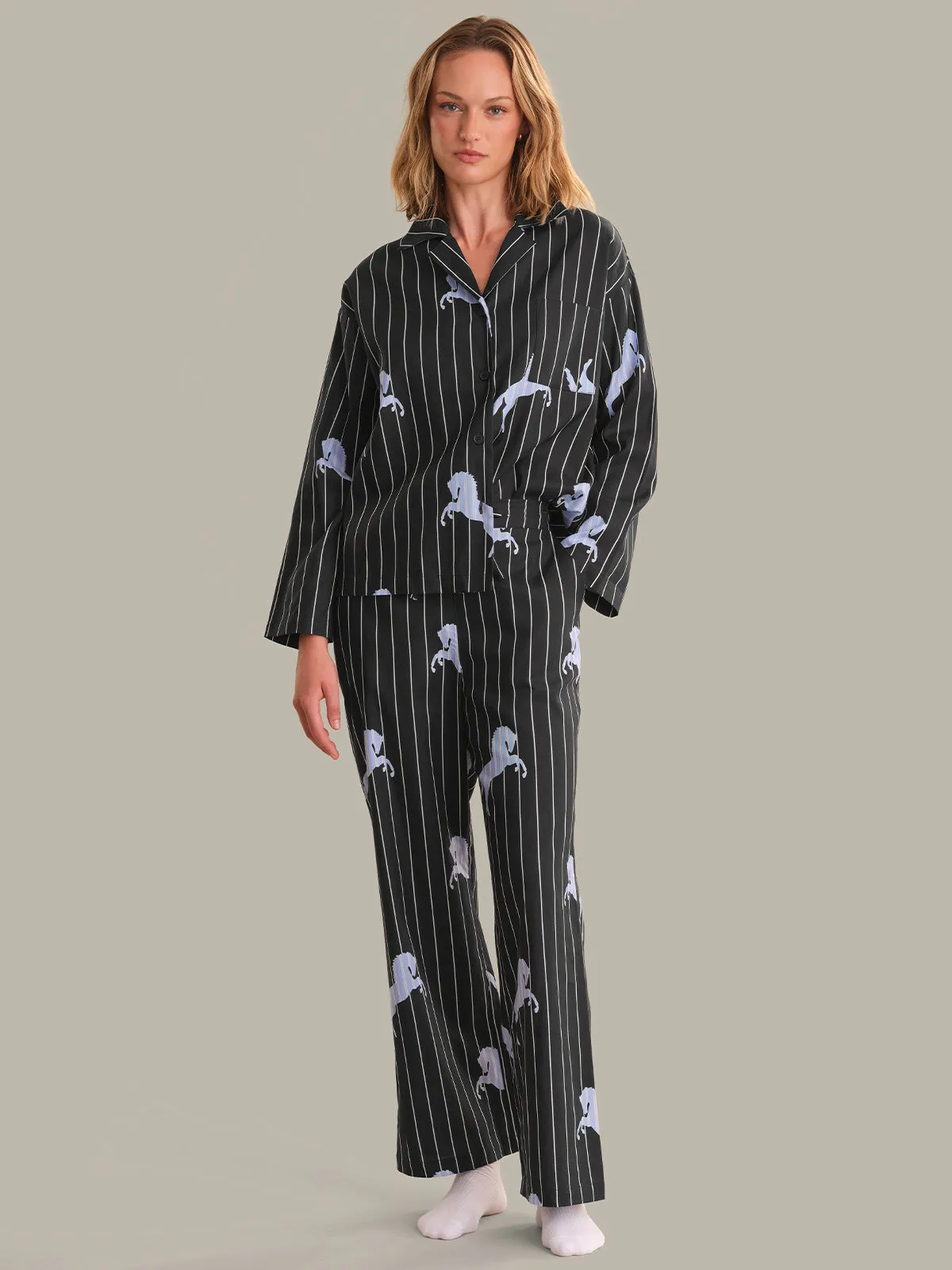 The Pinstripe Horse Print Sleep Set sold by 525 America