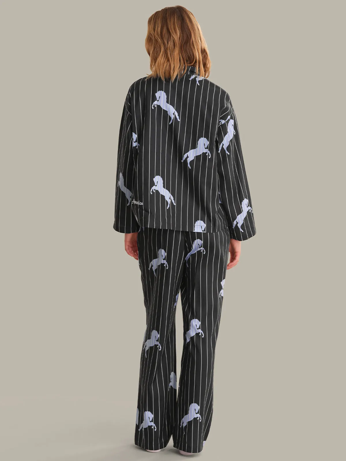 The Pinstripe Horse Print Sleep Set sold by 525 America product image thumbnail 3