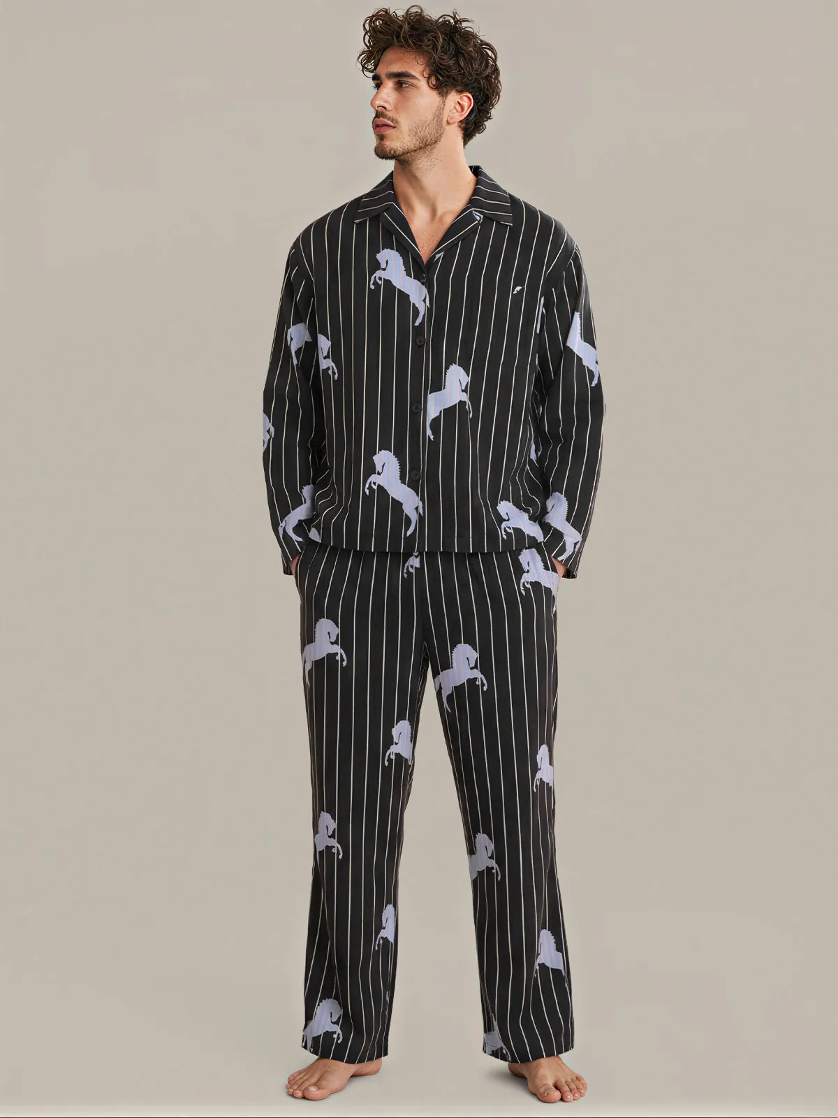 The Pinstripe Horse Print Sleep Set sold by 525 America product image thumbnail 5