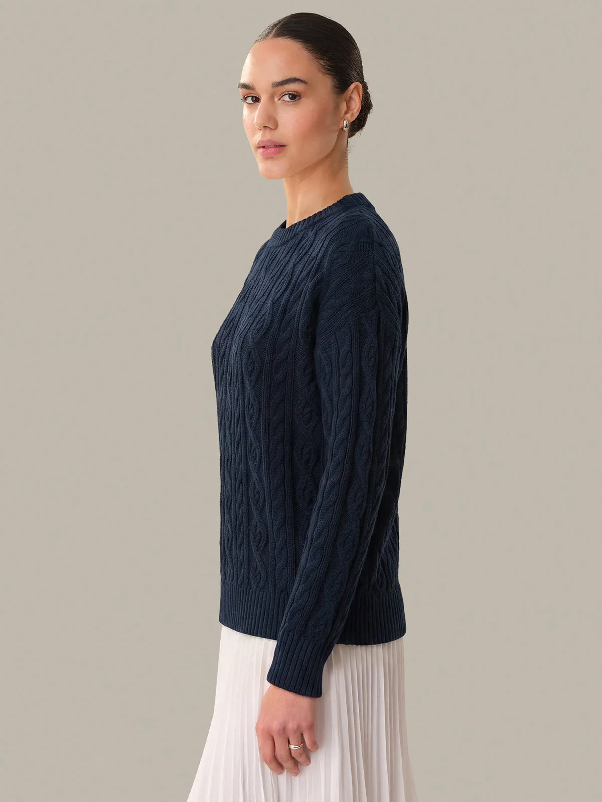 Eleanor: Cable Knit Cotton Crewneck sold by 525 America product image thumbnail 2
