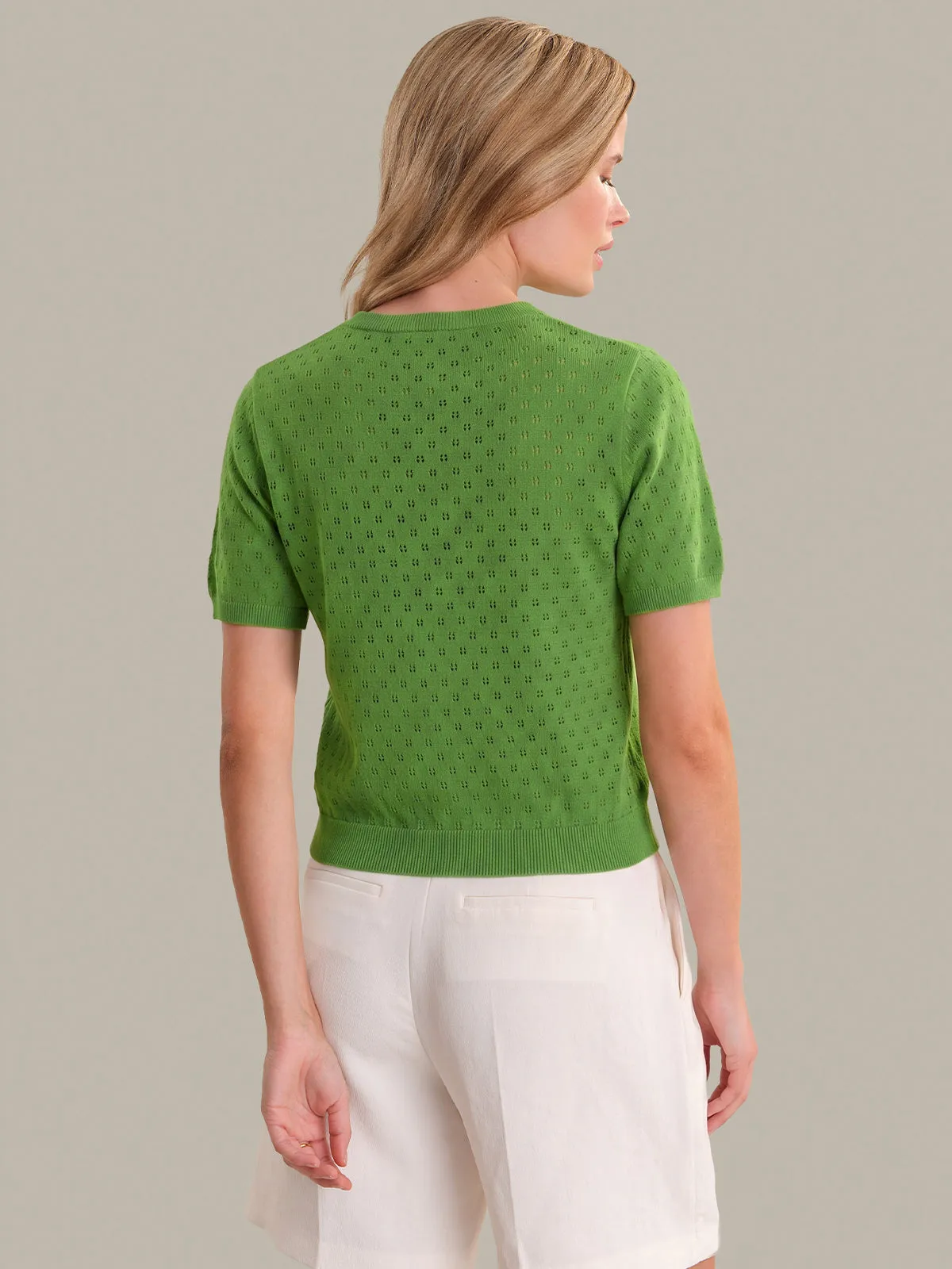 Esme: Pointelle Cotton Cardigan sold by 525 America product image thumbnail 3