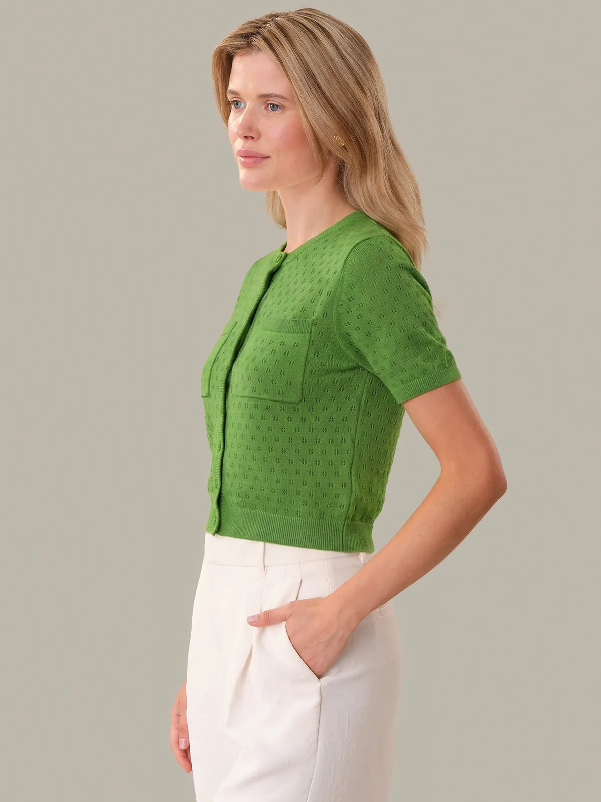 Esme: Pointelle Cotton Cardigan sold by 525 America product image thumbnail 2
