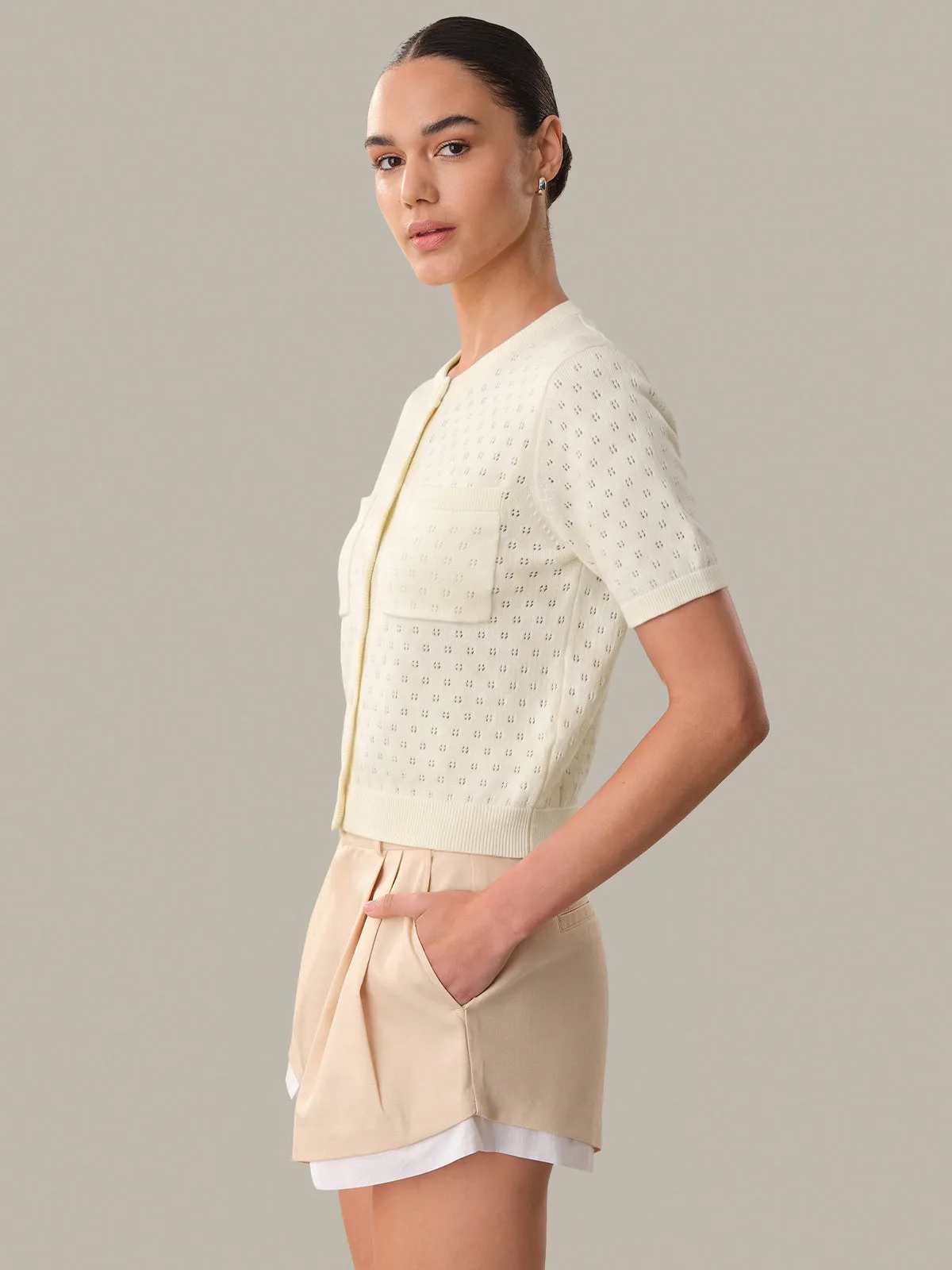 Esme: Pointelle Cotton Cardigan sold by 525 America product image thumbnail 2