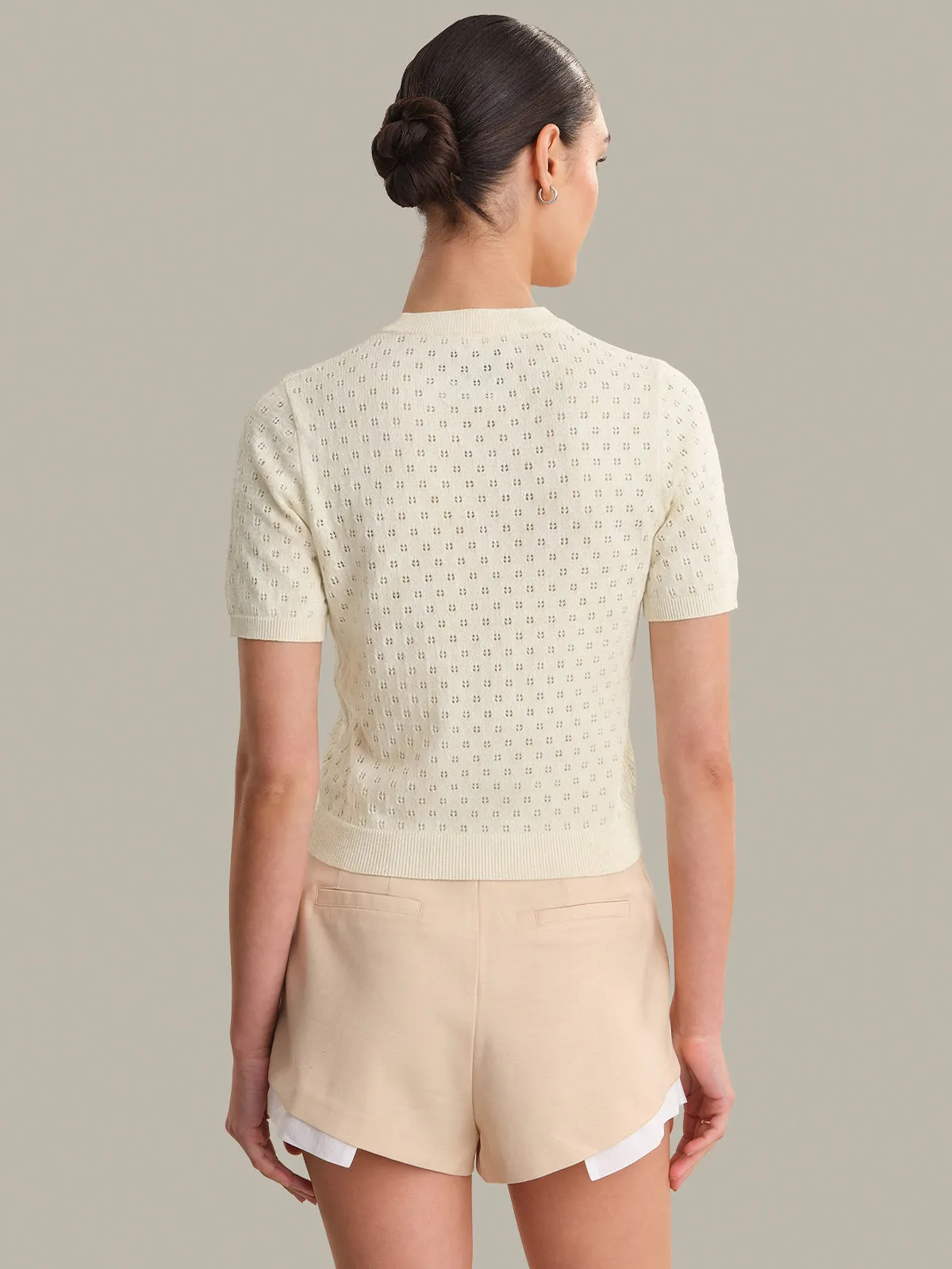 Esme: Pointelle Cotton Cardigan sold by 525 America product image thumbnail 3
