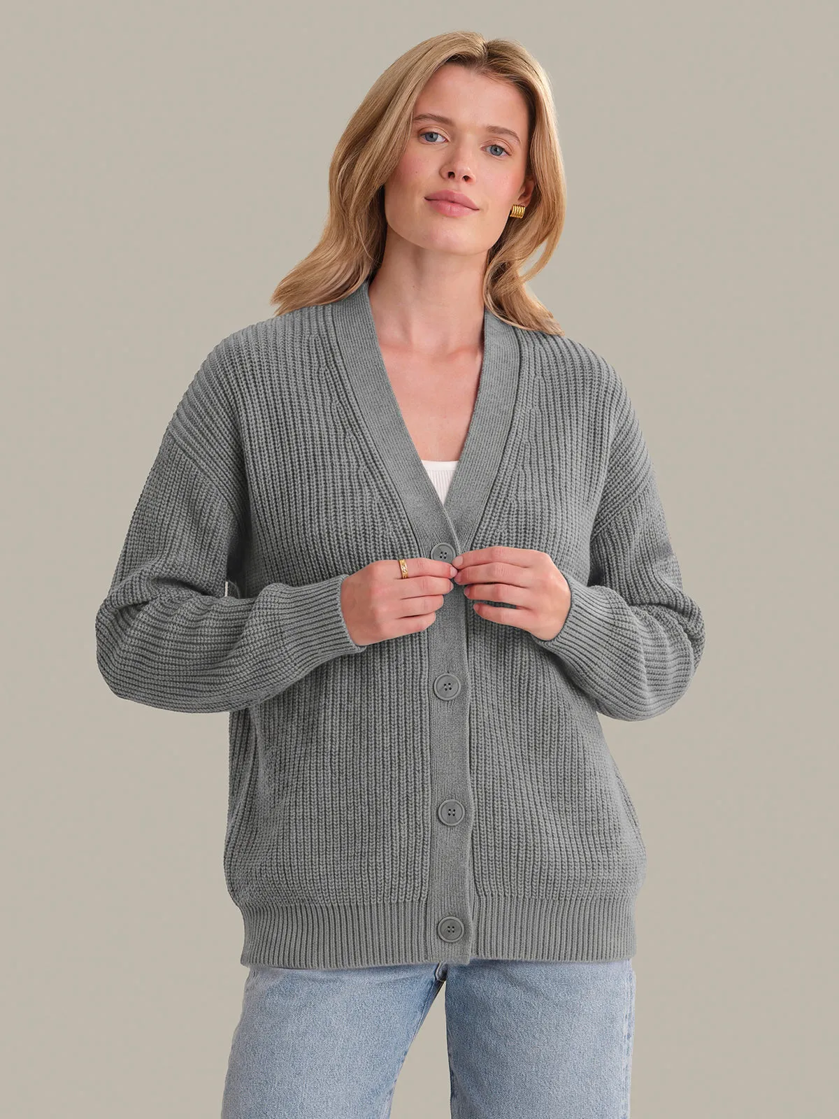 Emilia: Cotton Cocoon Cardigan sold by 525 America