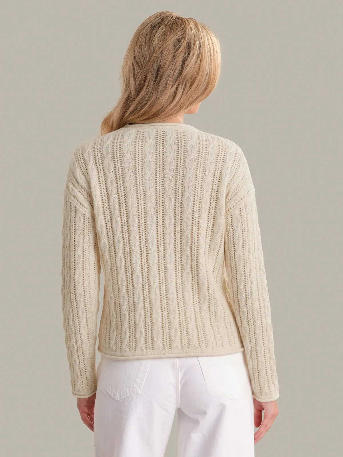 Dina: Pointelle Cotton Crewneck sold by 525 America product image thumbnail 3