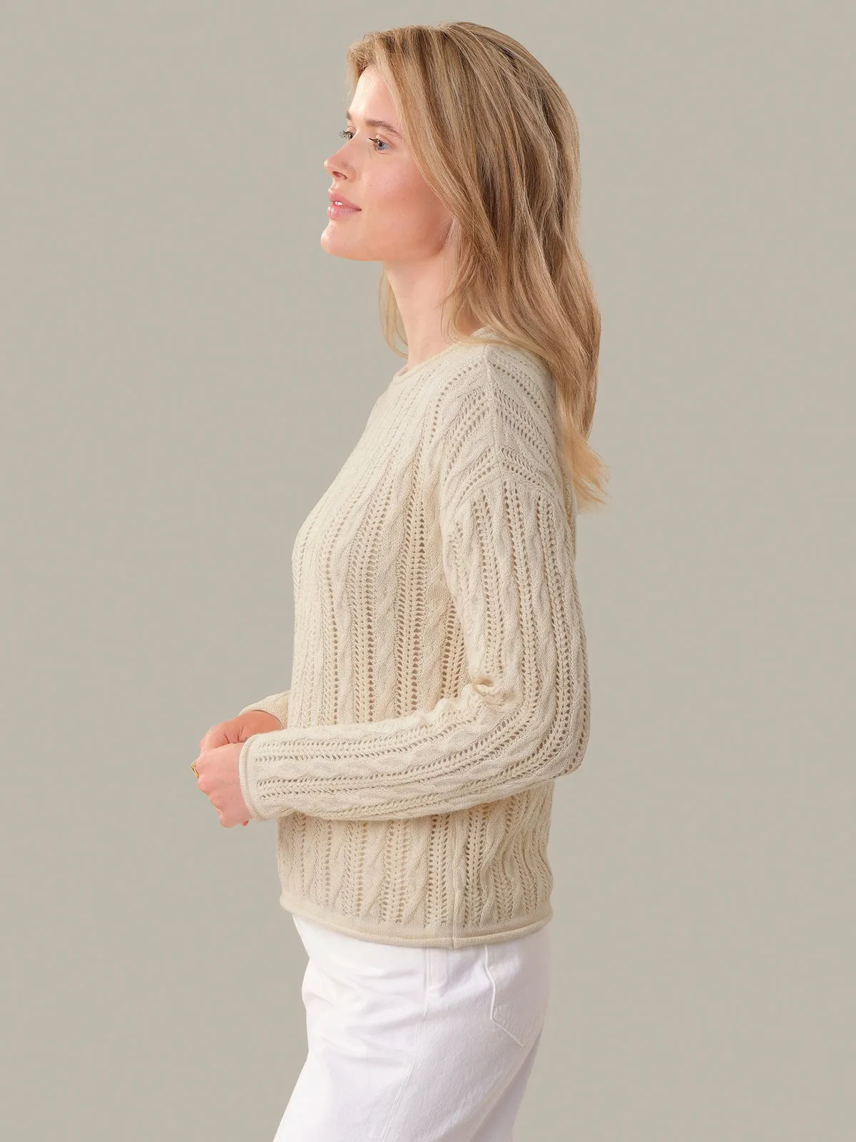 Dina: Pointelle Cotton Crewneck sold by 525 America product image thumbnail 2